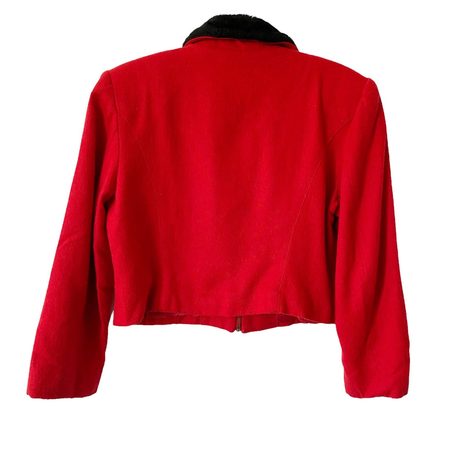 Vintage Vintage Take Six Wool Blend Cropped Zip Fur Collar Jacket Size XL / US 12-14 / IT 48-50 - 4 Thumbnail