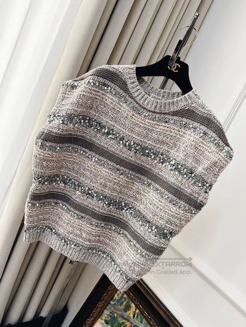 Brunello Cucinelli Brunello Cucinelli Gray Mixed Pink and Purple Stripe Sequi Size XS / US 0-2 / IT 36-38 - 1 Thumbnail