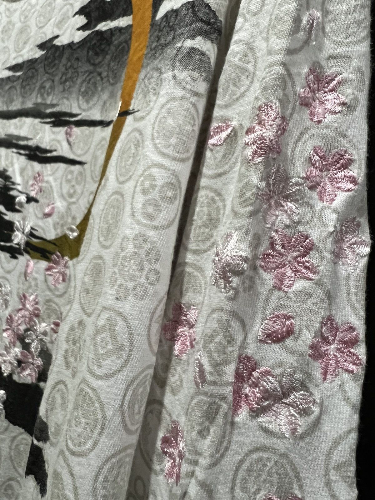 Japanese Brand Embroidery Cherry Blossom Skull Traditional Japanese Ls tee Size US M / EU 48-50 / 2 - 10 Thumbnail