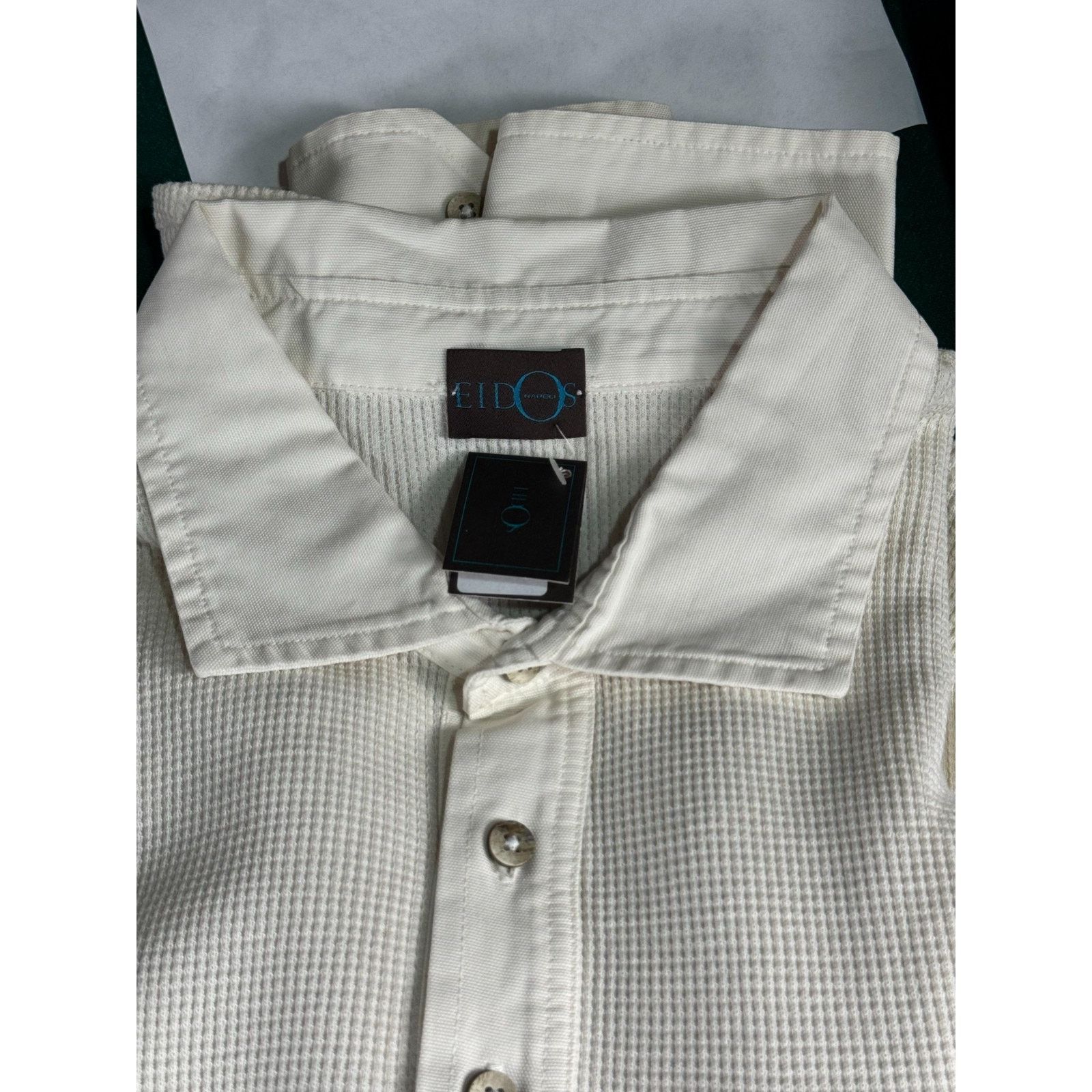 Eidos Napoli Eidos Napoli Waffle Knit Polo Shirt size 52/XL Ivory Camicia Size US XL / EU 56 / 4 - 5 Thumbnail