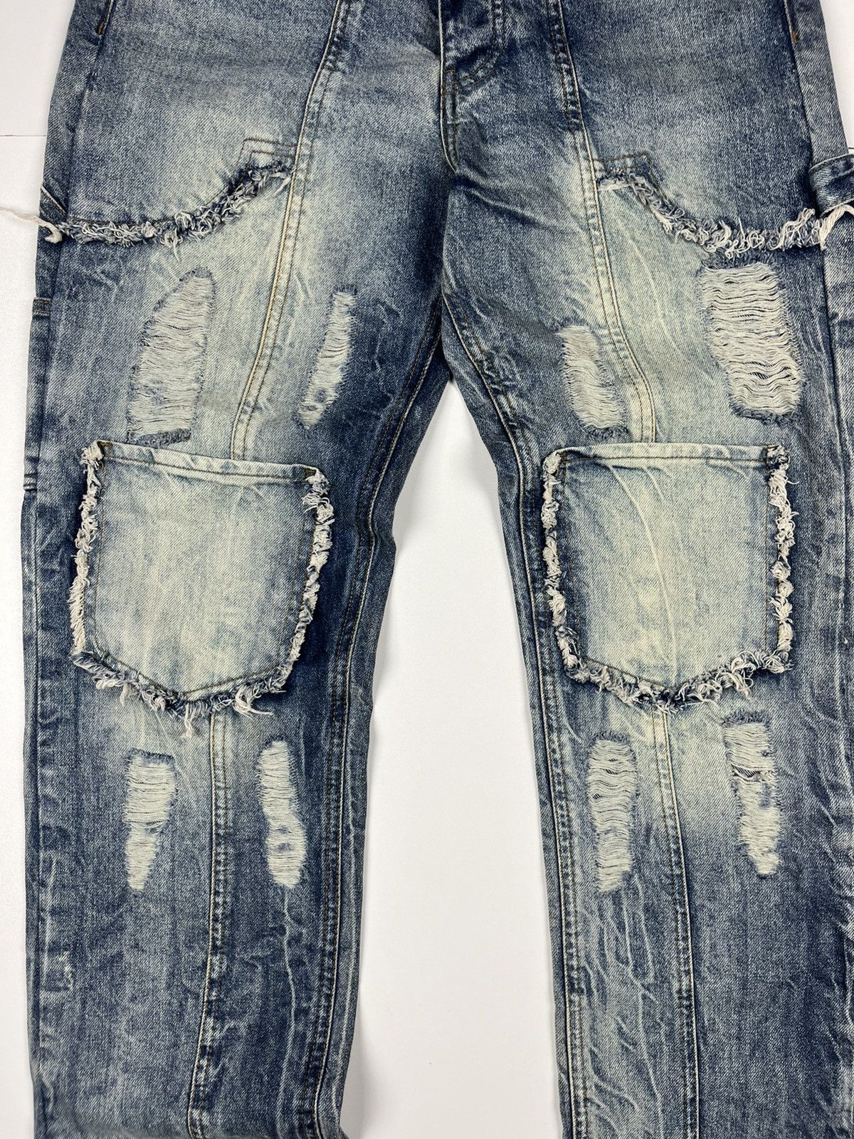 Other Boohoo Distressed Carpenter Cargo Multipocket Washed Denim Size US 32 / EU 48 - 3 Thumbnail