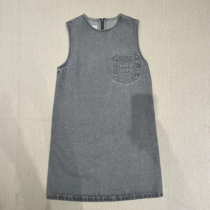 Miu Miu Miu Miu Gray Cotton A-Line Dress 0089 Size S / US 4 / IT 40 - 1 Thumbnail