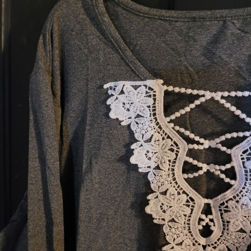 Other Eligante tops, nwot, Gray with white lace, size 2X Size XL / US 12-14 / IT 48-50 - 4 Thumbnail