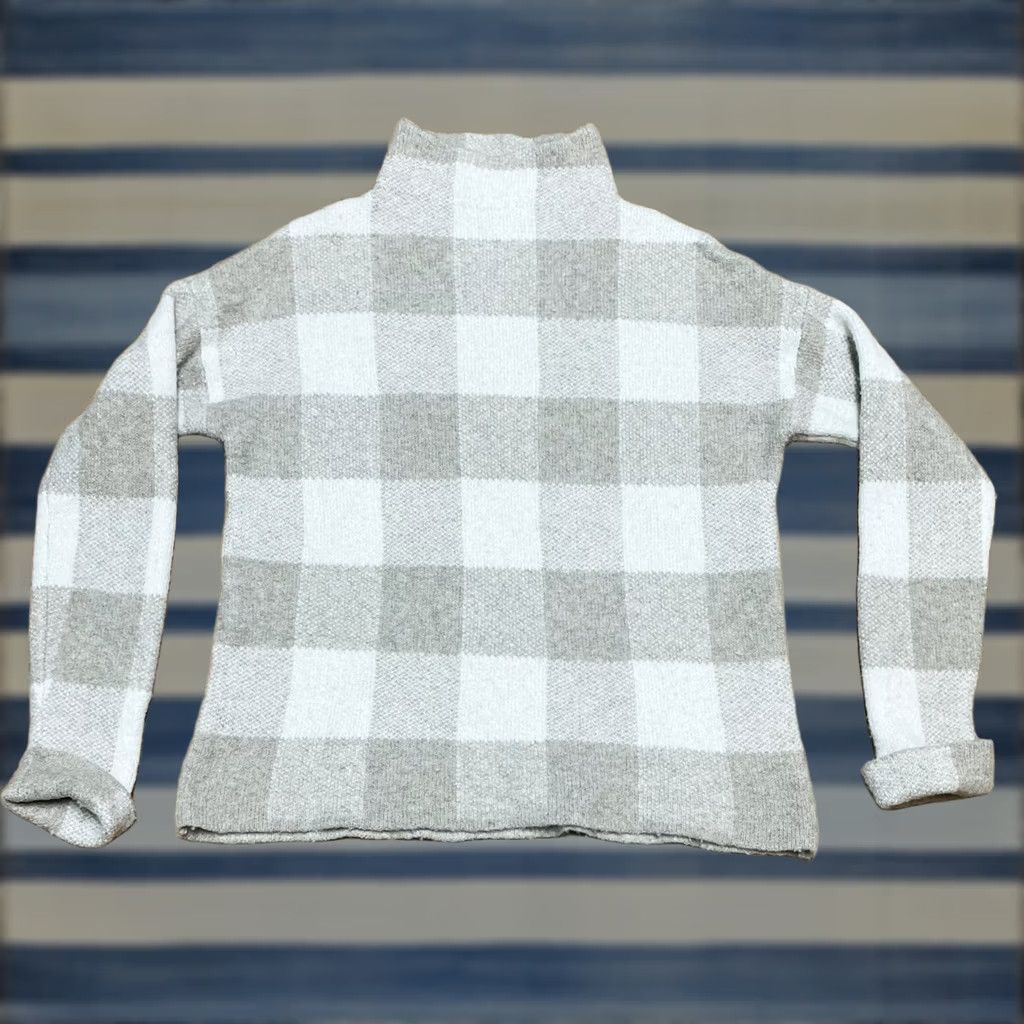 Vintage Tahari Women’s Pull Over Knitted Sweater Brown & Cream Checkered Size M Size M / US 6-8 / IT 42-44 - 1 Thumbnail