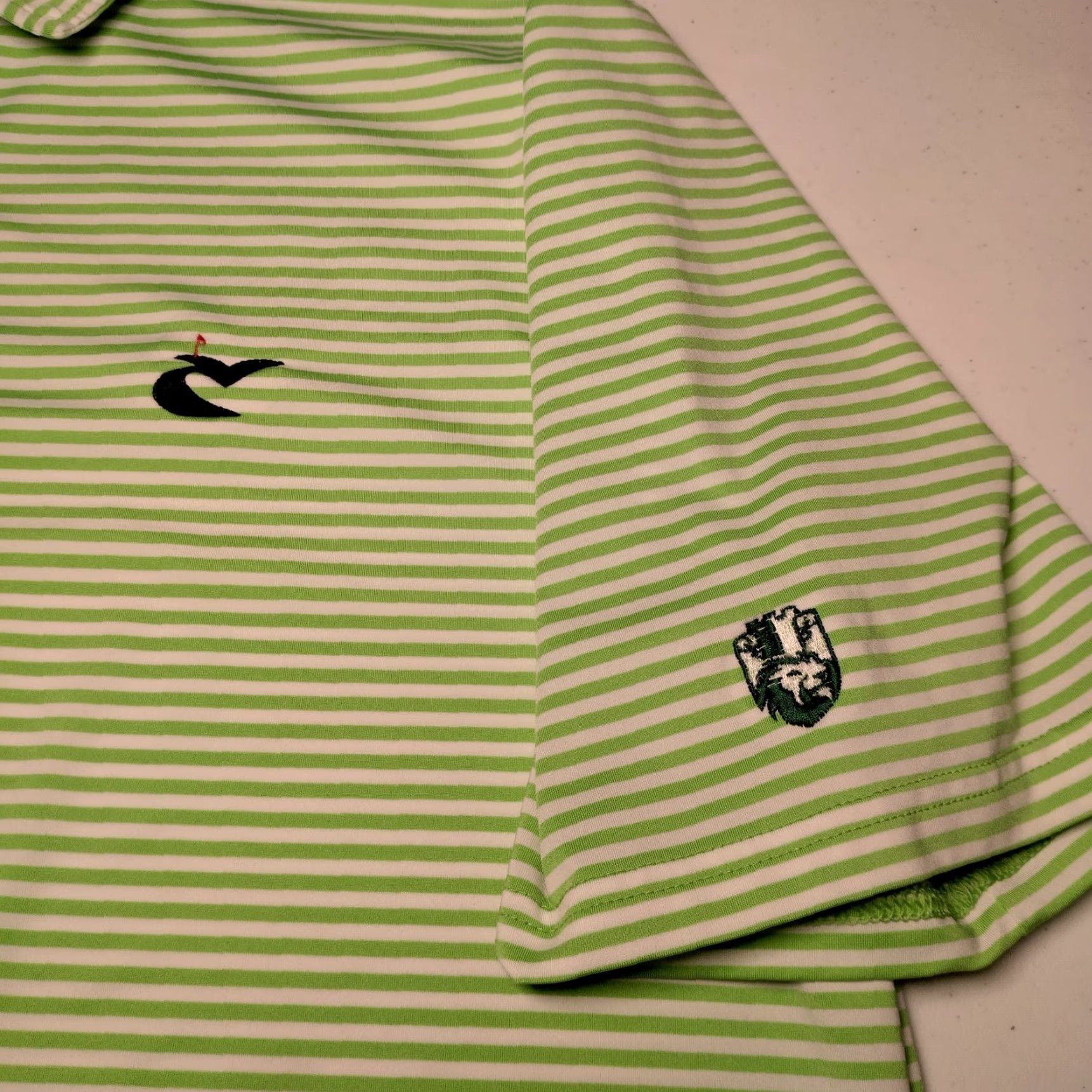 RLX Ralph Lauren RLX Ralph Lauren Polo Shirt Men Large Green White Stripe Caves Valley Golf Club Embroidered Size US L / EU 52-54 / 3 - 7 Thumbnail