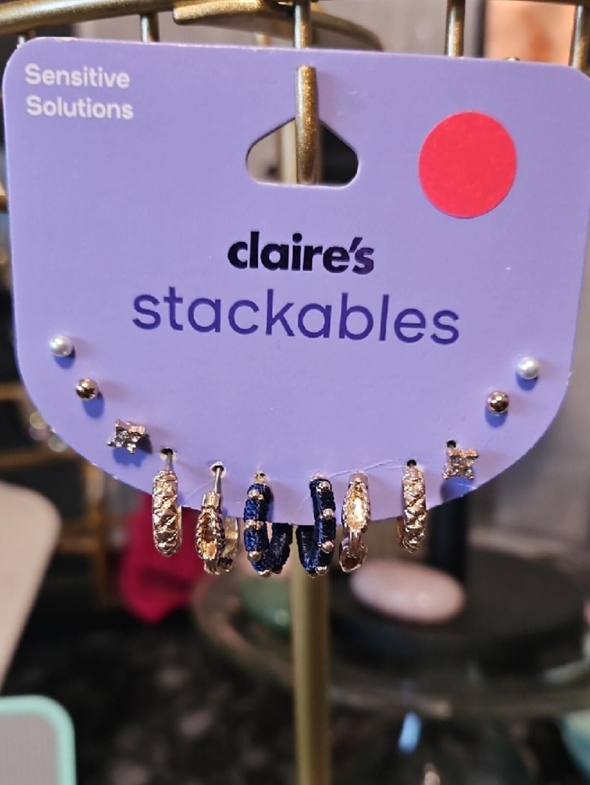 Other Claire's Gold and Navy Stackable Earring Set - 2 sets Size ONE SIZE - 2 Thumbnail