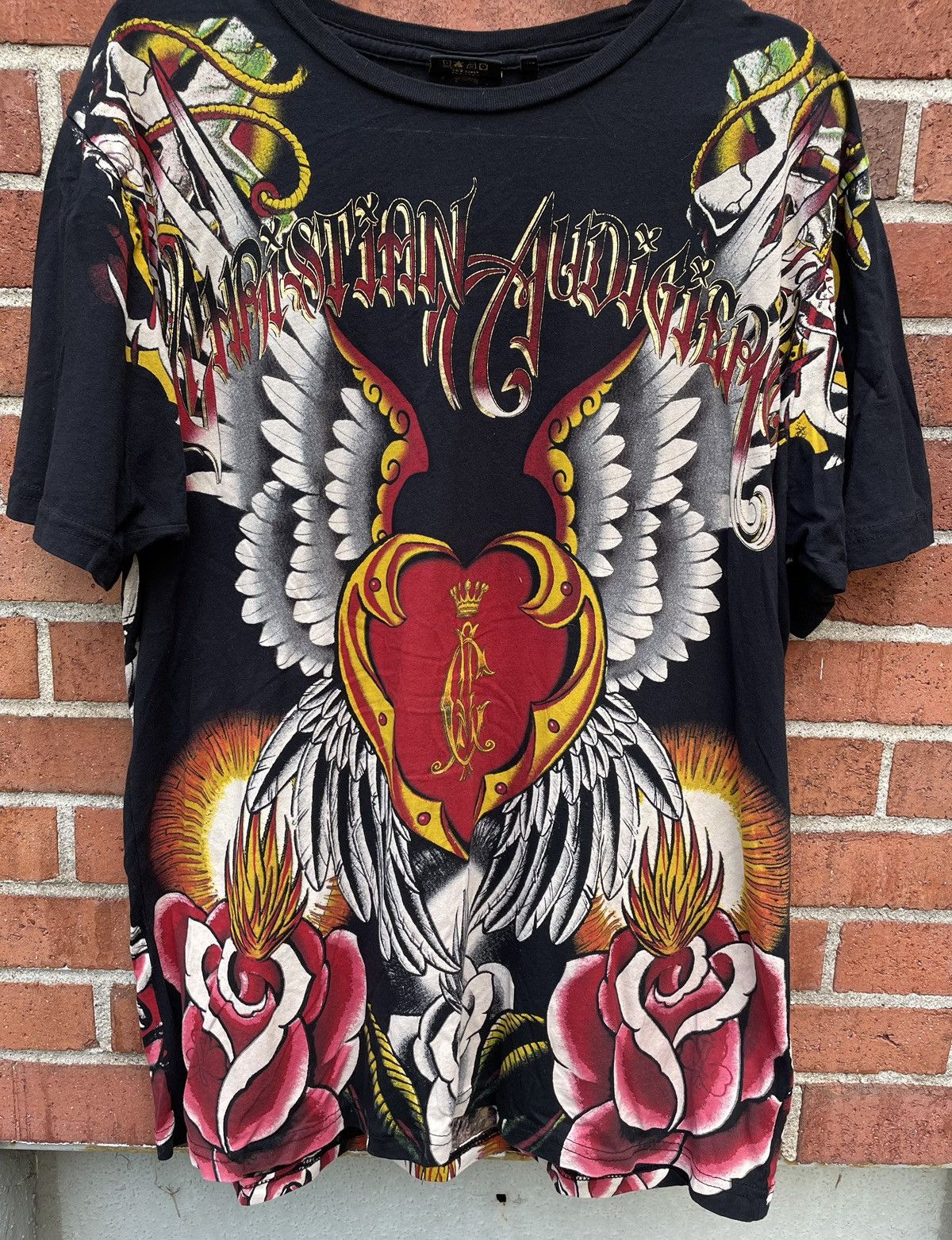 Christian Audigier Vintage Y2k Christian Audigier AOP Tattoo Graphic T Shirt Size US XXL / EU 58 / 5 - 4 Thumbnail
