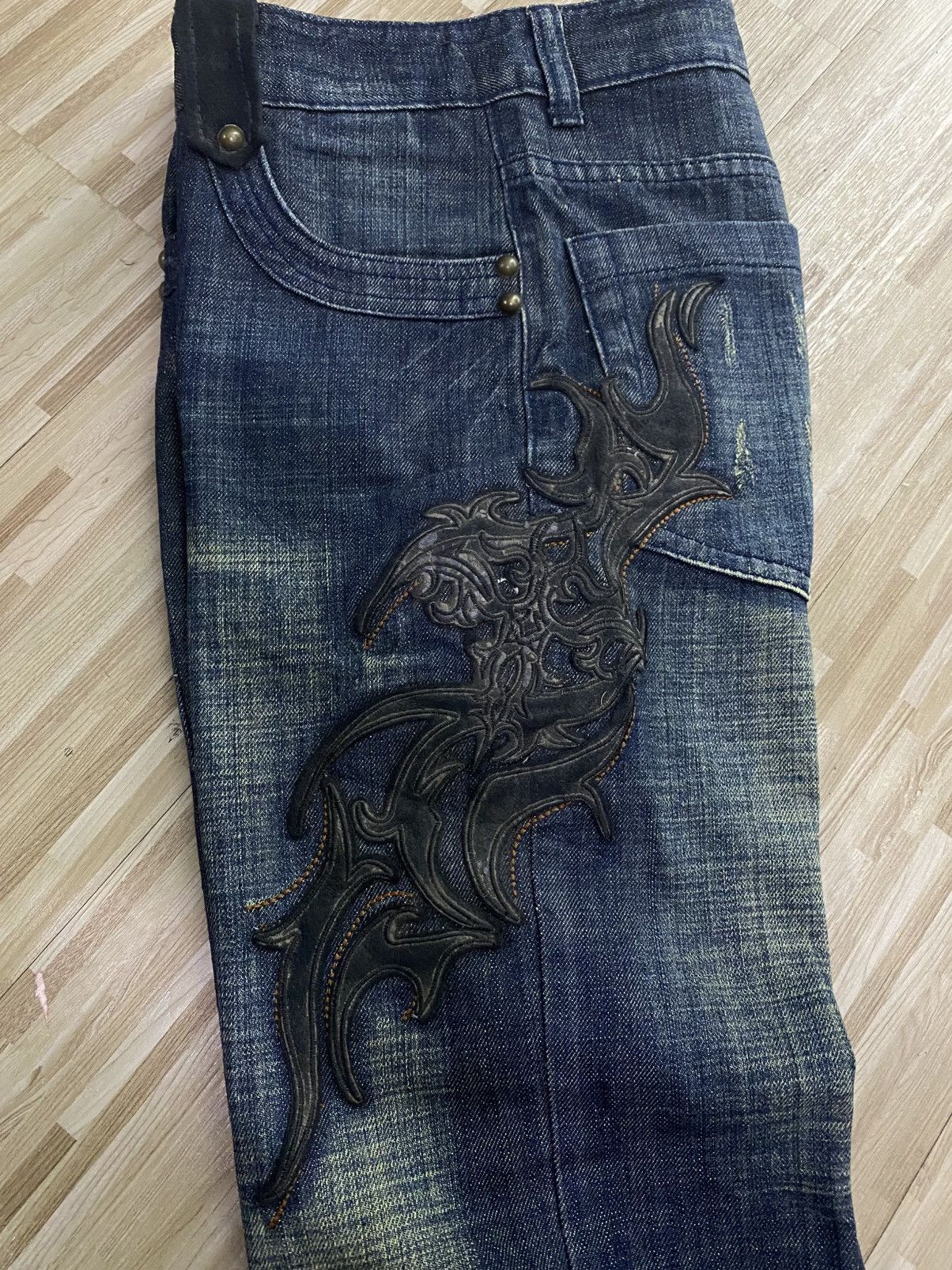 Japanese Brand 💥INSANE 90s JAPANESE MUDWASH EMBROIDERY TATTOO STYLE JEANS💥 Size US 30 / EU 46 - 8 Thumbnail