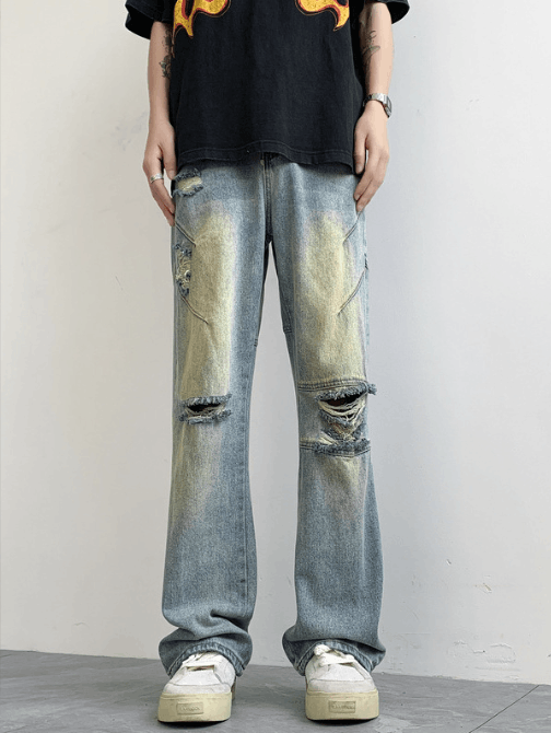 Japanese Brand American high street trendy ripped cleanfit jeans for men Size US 32 / EU 48 - 1 Thumbnail