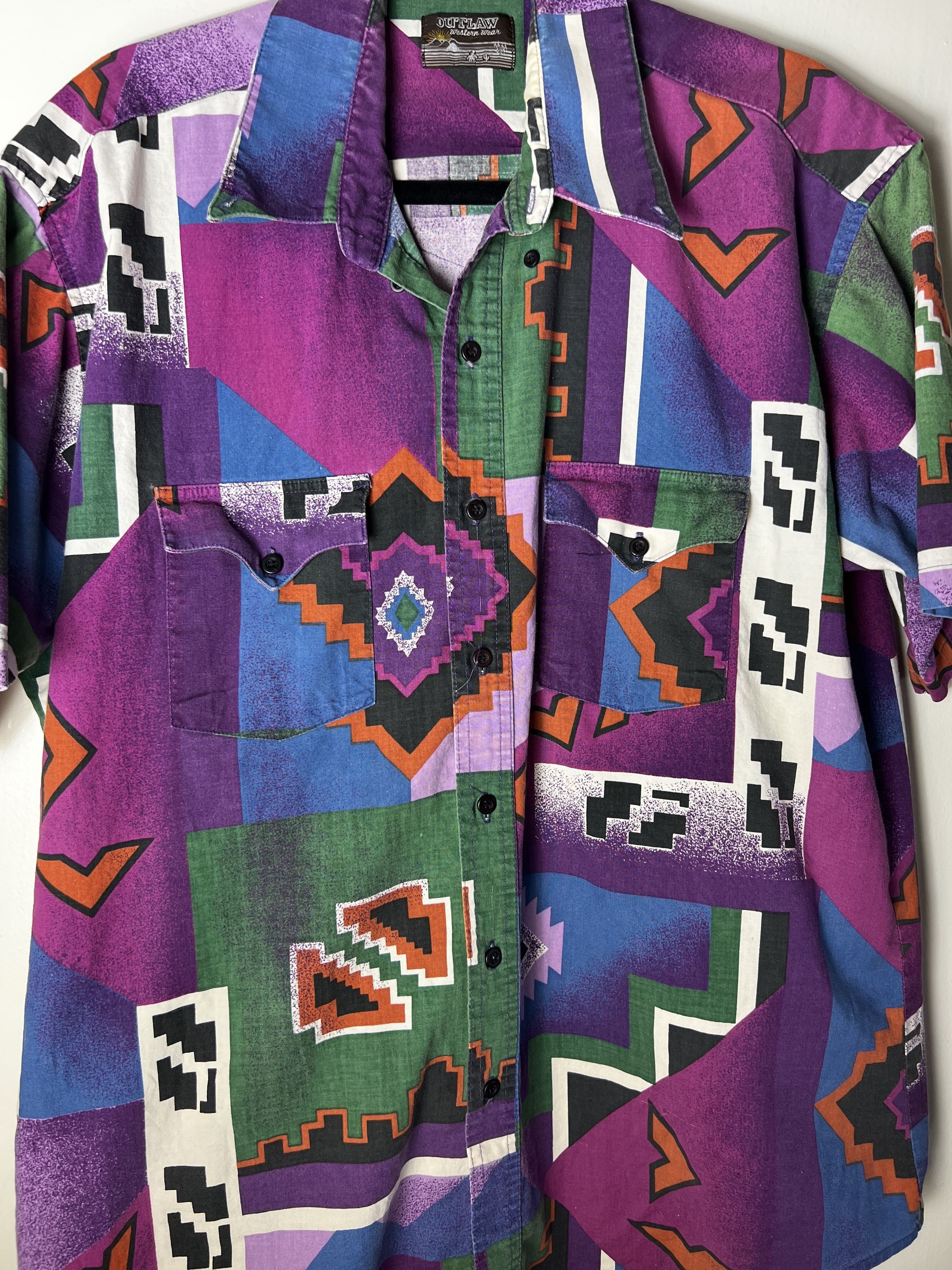 Vintage Vintage Outlaw Western Wear Native American Aztec Button Up Size US L / EU 52-54 / 3 - 2 Thumbnail