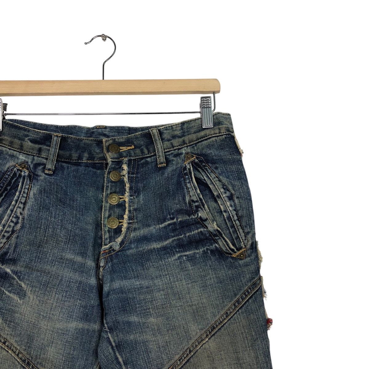 Tornado Mart 📌Bow Cut Design Punk Style Patch Work Style Butterfly Denim Size 32" / US 10 / IT 46 - 7 Thumbnail