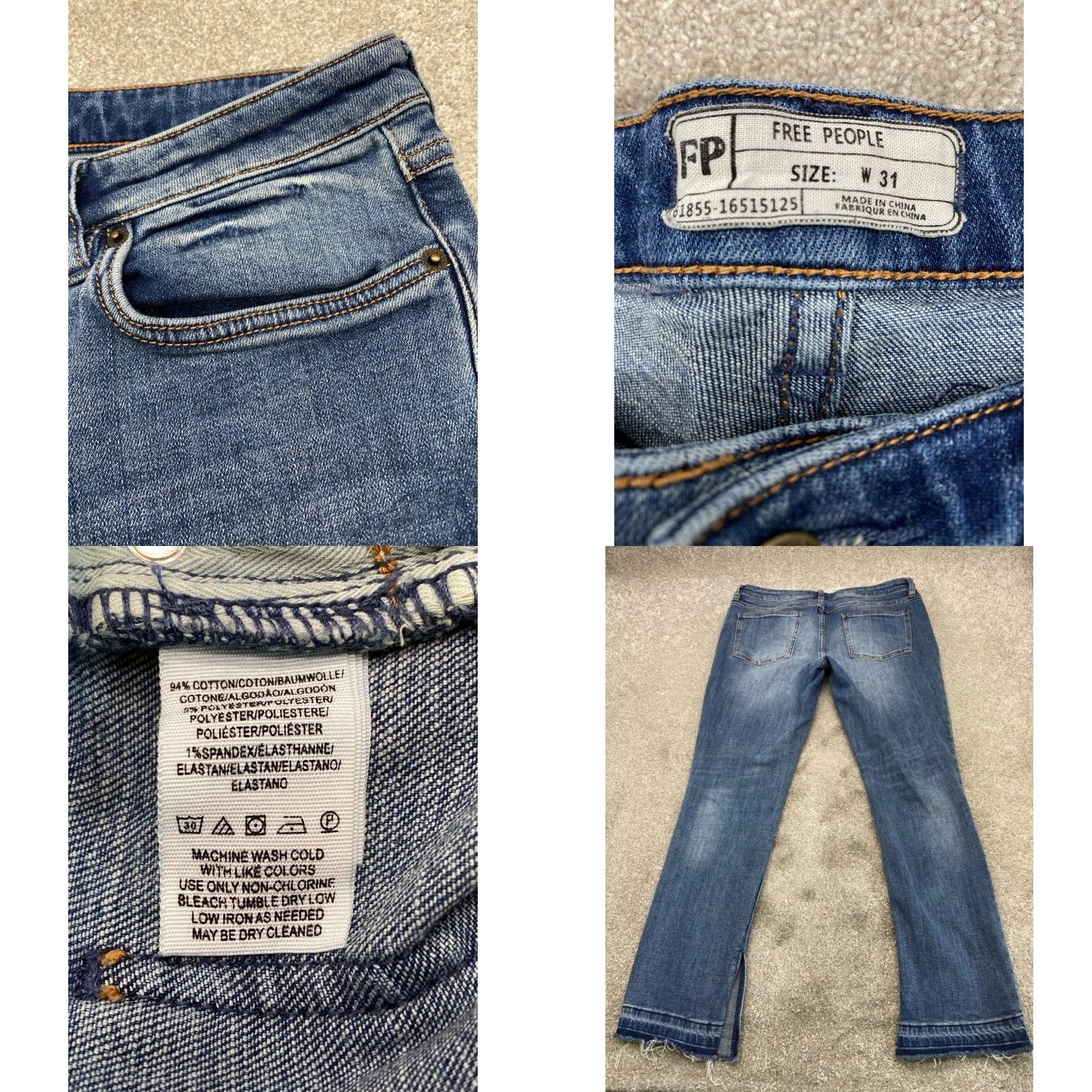 Free People Free People Jeans Women 31 x 30 Blue Denim Straight Leg Raw Hem 5801 Size 24" / US 00 / IT 34 - 8 Thumbnail