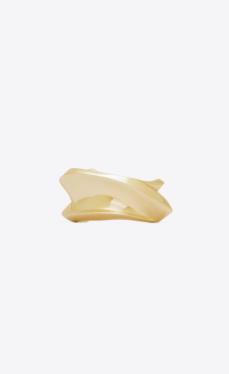 Saint Laurent Paris o1s1wg111225 Size: OS / Twist Cuff in Metal in Gold Size ONE SIZE - 2 Thumbnail