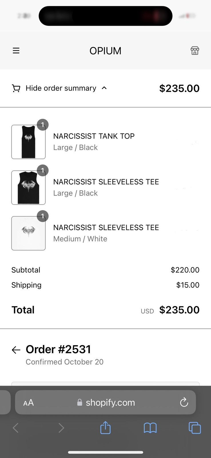 Destroy Lonely × Ken Carson × Playboi Carti Narcissist Tank Top Opium October Drop 2023 Size US L / EU 52-54 / 3 - 6 Thumbnail