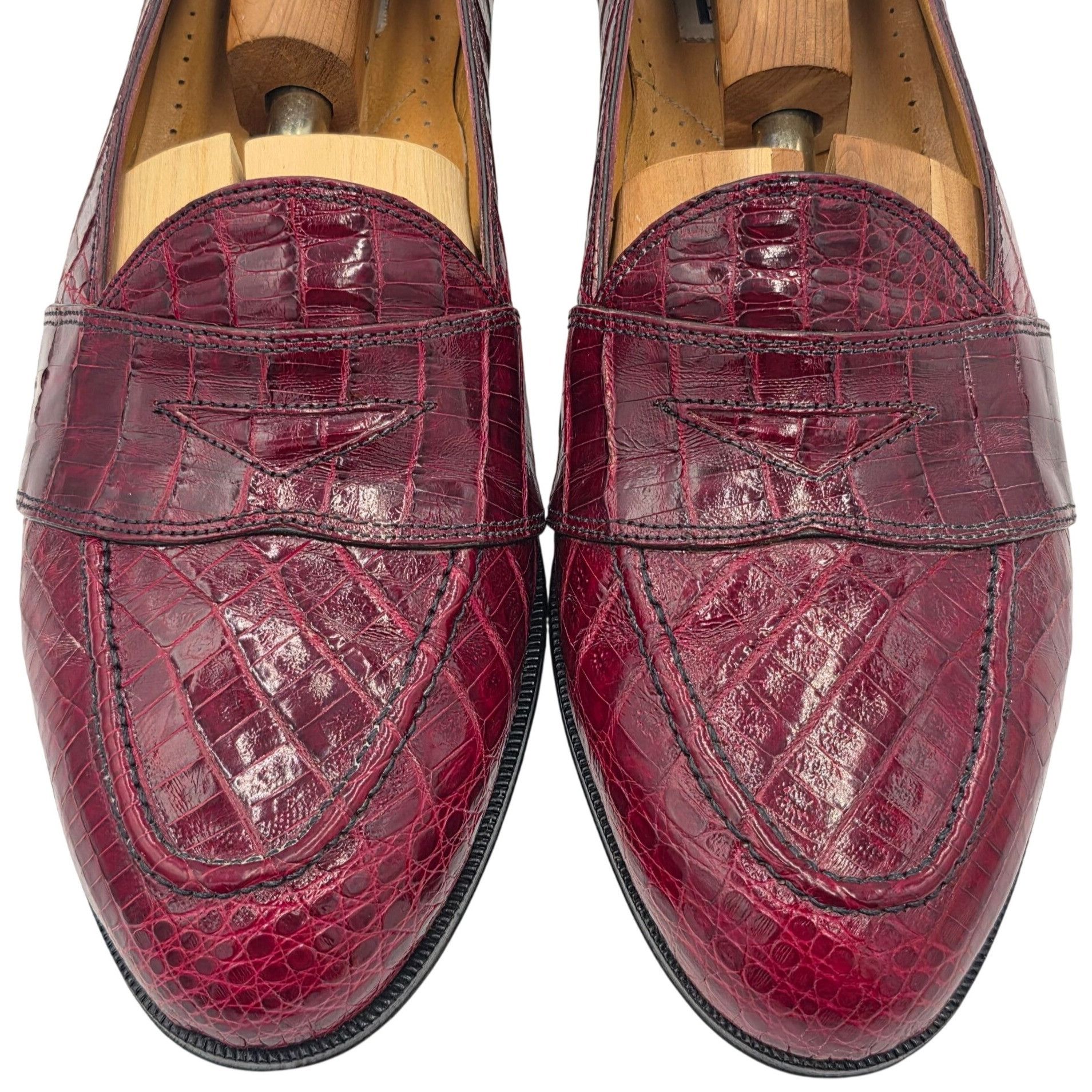 David Eden Vintage Crocodile Burgundy David Eden Exotic Italy Loafers Size US 11 / EU 44 - 1 Thumbnail
