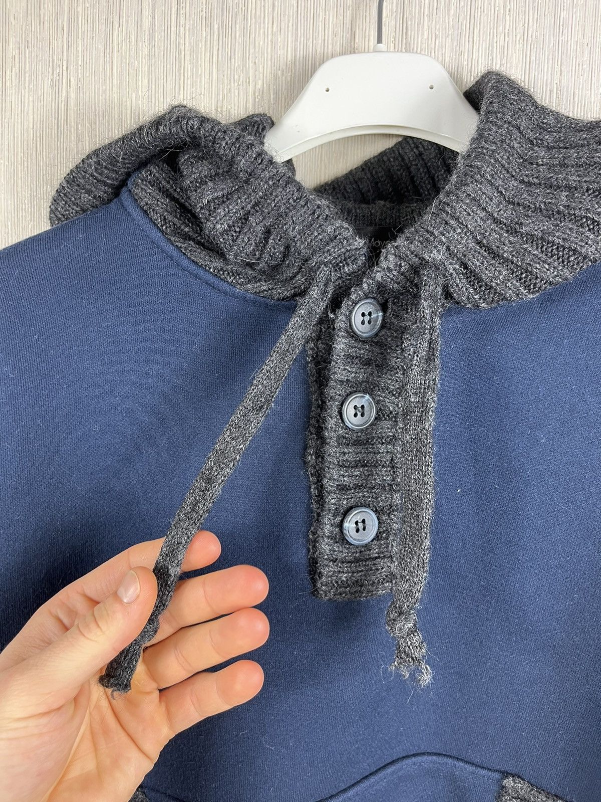 DAVID NAMAN David Mayer Naman hybrid wool cotton knit hoodie button up Size XL / US 12-14 / IT 48-50 - 14 Thumbnail