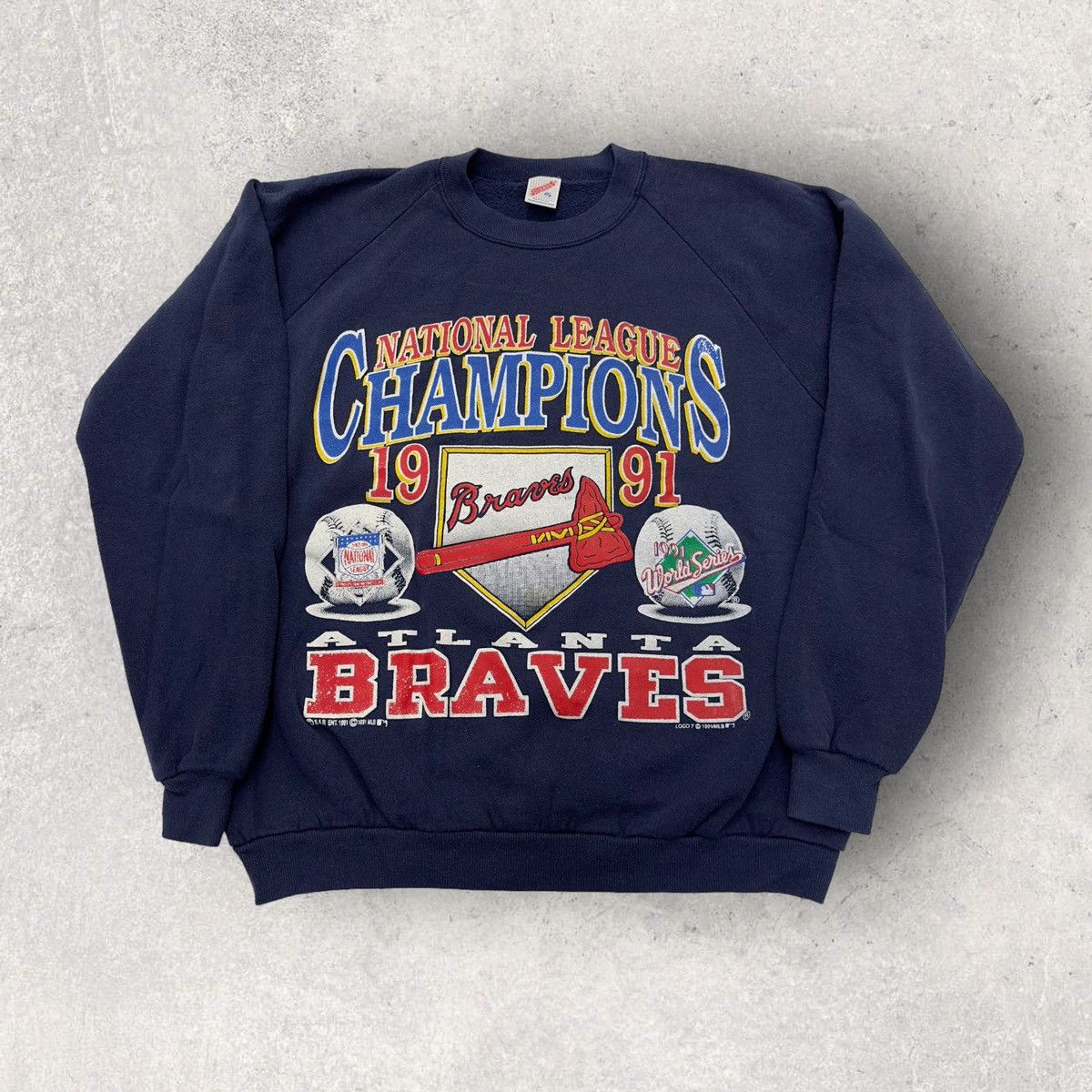 Vintage 1991 MLB Atlanta Braves Pullover Sweatshirts Baseball 