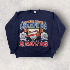 Vintage Atlanta Braves MLB Blue Sweatshirt Large Baseball Braves Champions  Crewneck World Series Champion Atlanta Braves Sweater Size L