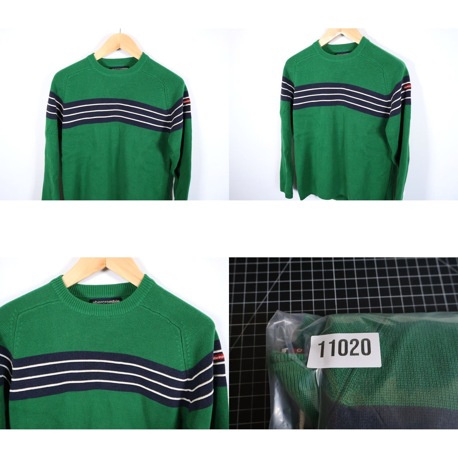 Abercrombie & Fitch VINTAGE Abercrombie & Fitch Sweater Mens Medium Green Striped Cotton Crewneck VTG Size US M / EU 48-50 / 2 - 8 Thumbnail
