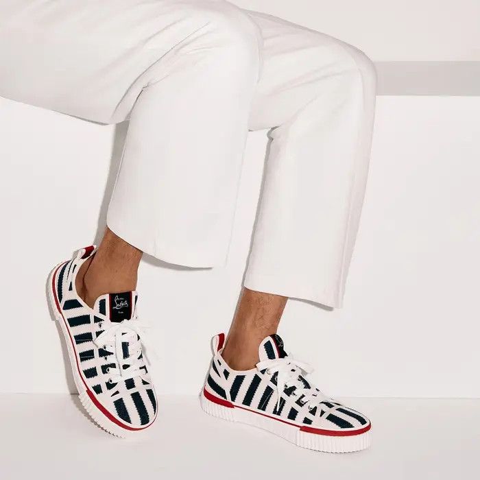Christian Louboutin o1bcso1str0825 Pedro Junior Flat in White/Navy Size US 9 / EU 42 - 3 Thumbnail