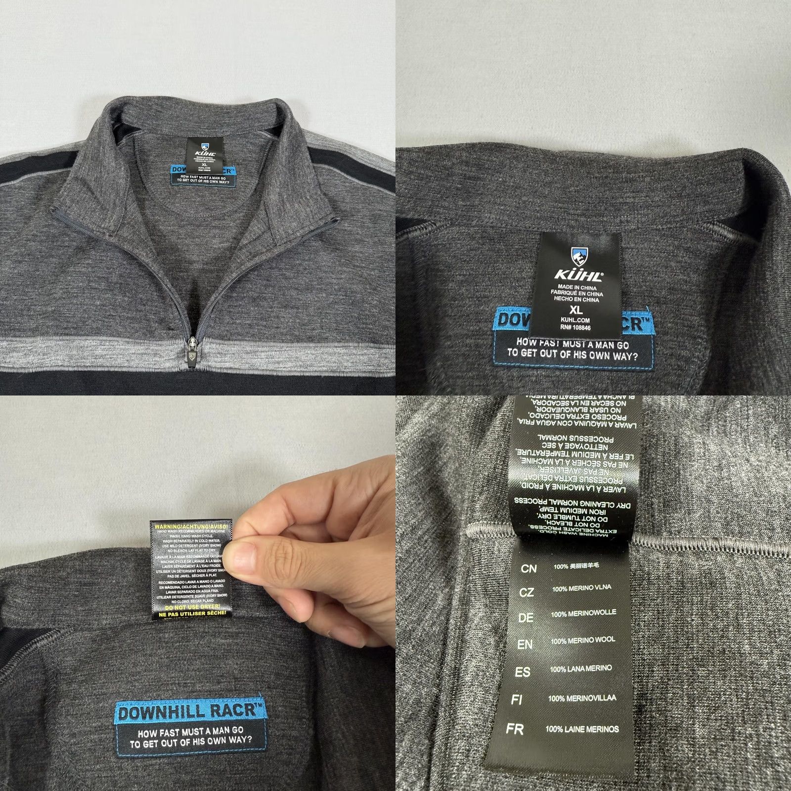Vintage Kuhl Downhill RACR Merino Wool 1/4 Zip Sweater Mens XL Gray Mock Neck Pullover Zip Logo Knit Knitwear Regular Length Sleeve Size US XL / EU 56 / 4 - 8 Thumbnail