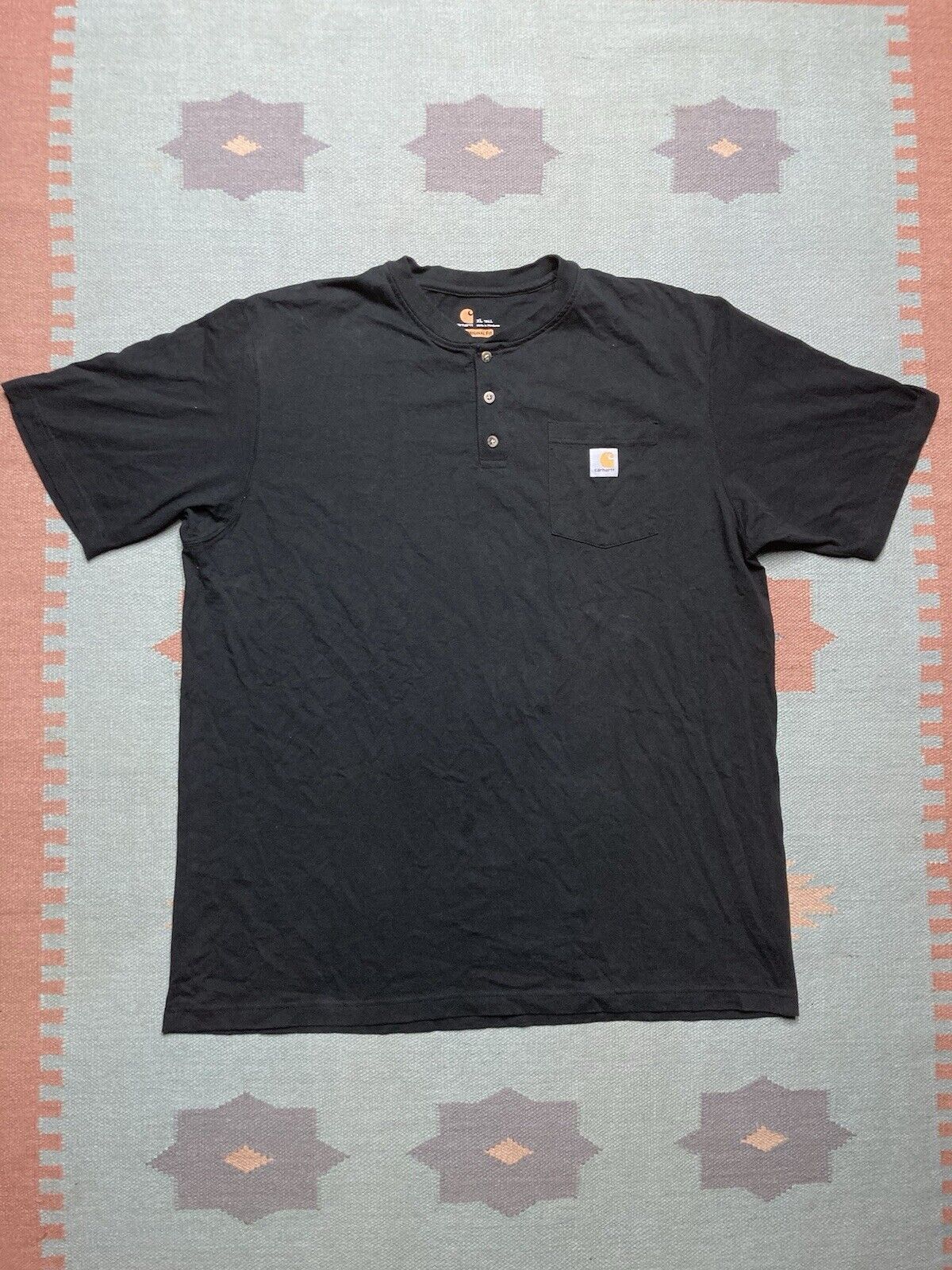 Carhartt × Vintage Carhartt Henley t shirt workwear black original fit XL tall Size US XL / EU 56 / 4 - 1 Thumbnail