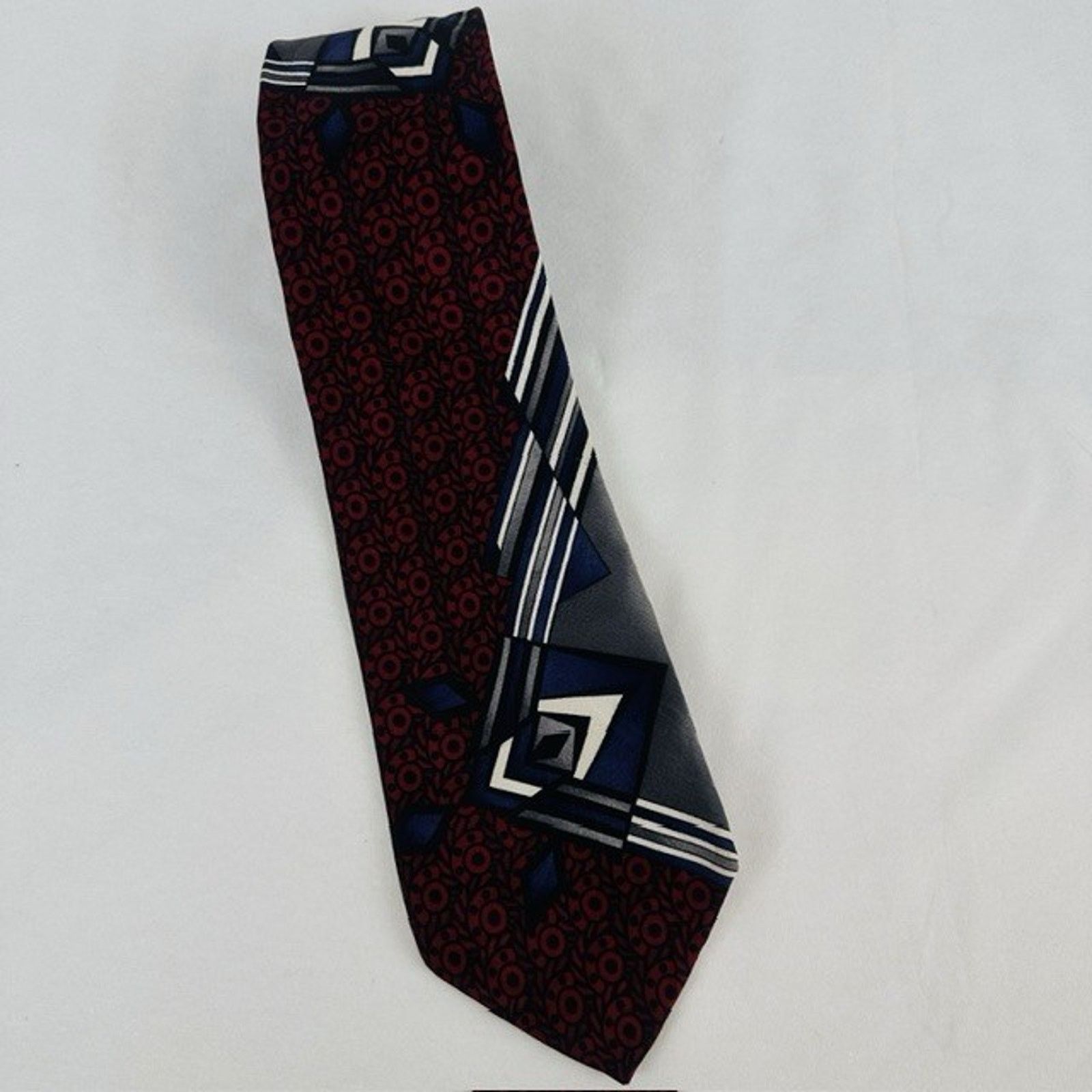 Other Paolo Rossi Designer Silk Tie Red/Black USA Geometric VTG Size ONE SIZE - 11 Thumbnail