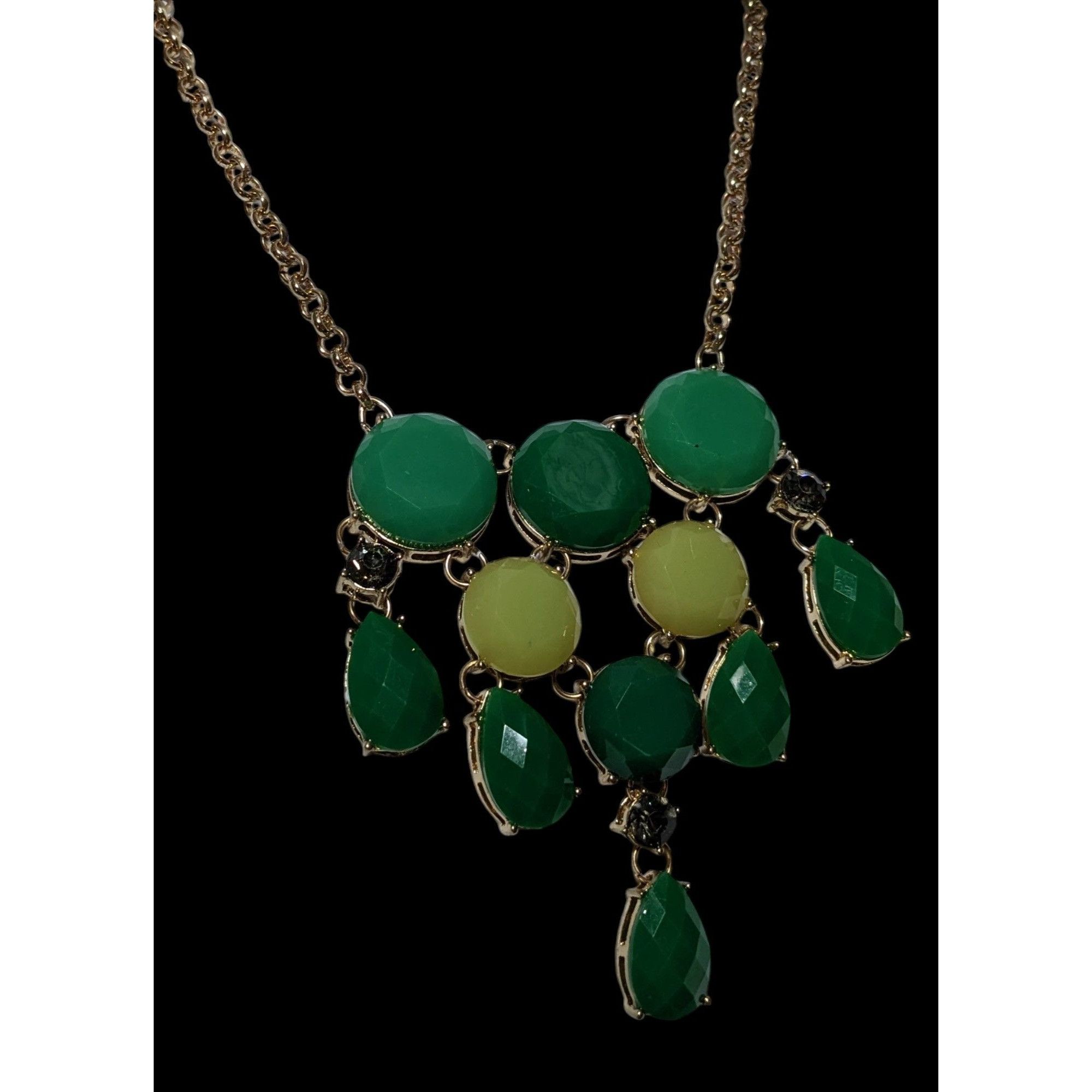 Other Y2K Glam Green Gemmed Fringe Statement Necklace Size ONE SIZE - 3 Thumbnail