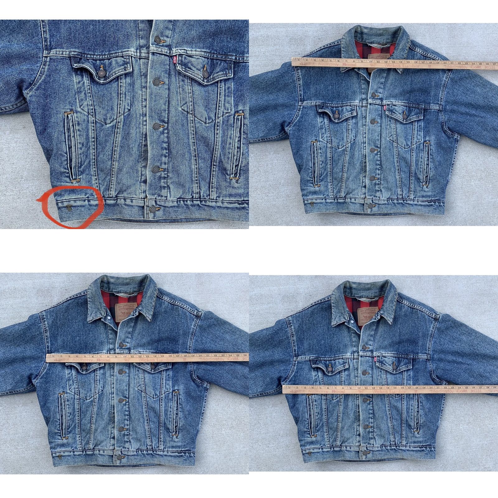Levi's VINTAGE Levi's Denim Jacket Buffalo Plaid Lined Made In USA Cowboy Core Trucker S Mens Jacket Wide Western 70417-4891 Blue Denim Cotton Lined Vintage Size US S / EU 44-46 / 1 - 10 Thumbnail
