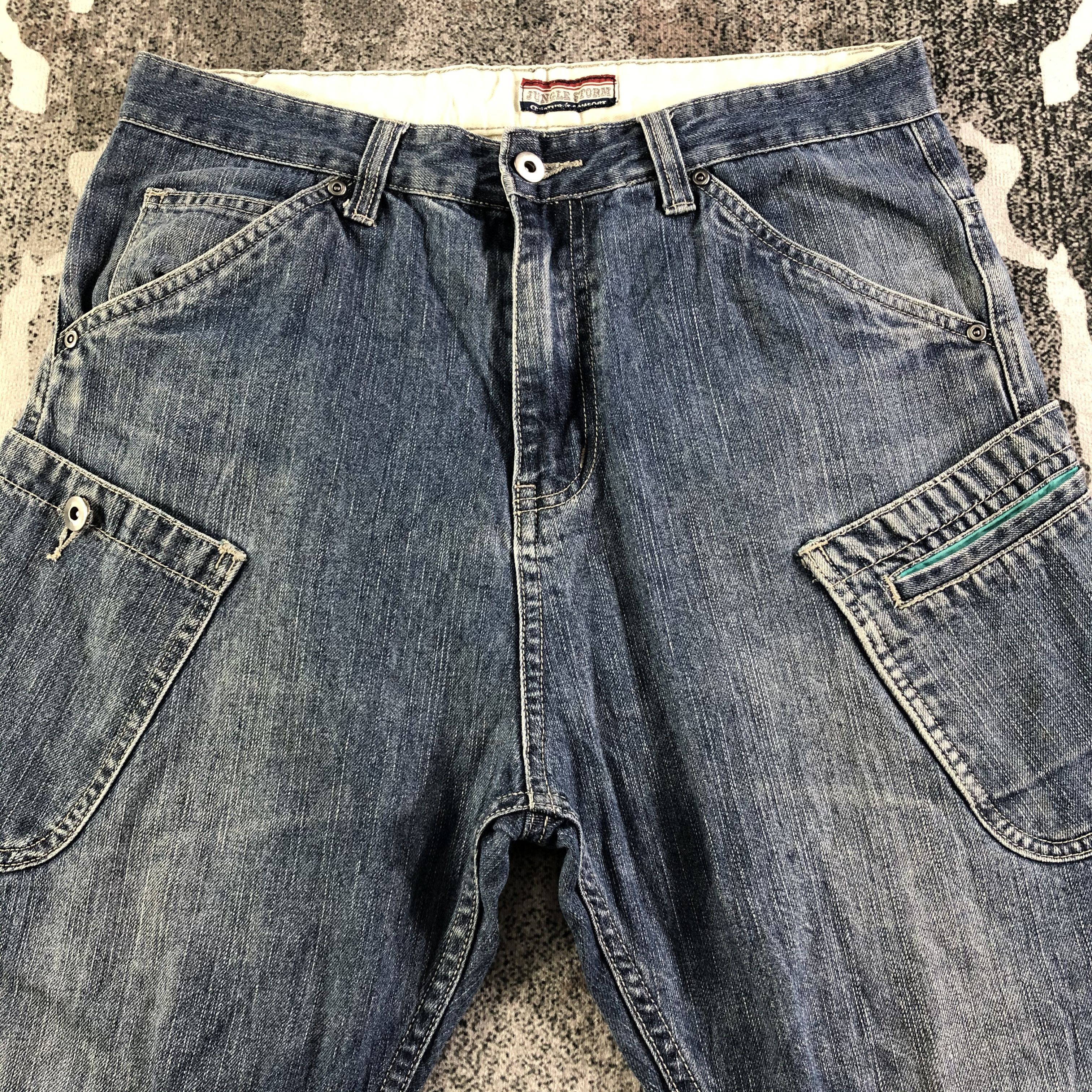 Japanese Brand Jungle Storm Cargo Jeans Faded Blue KJ2915 Size US 32 / EU 48 - 3 Thumbnail