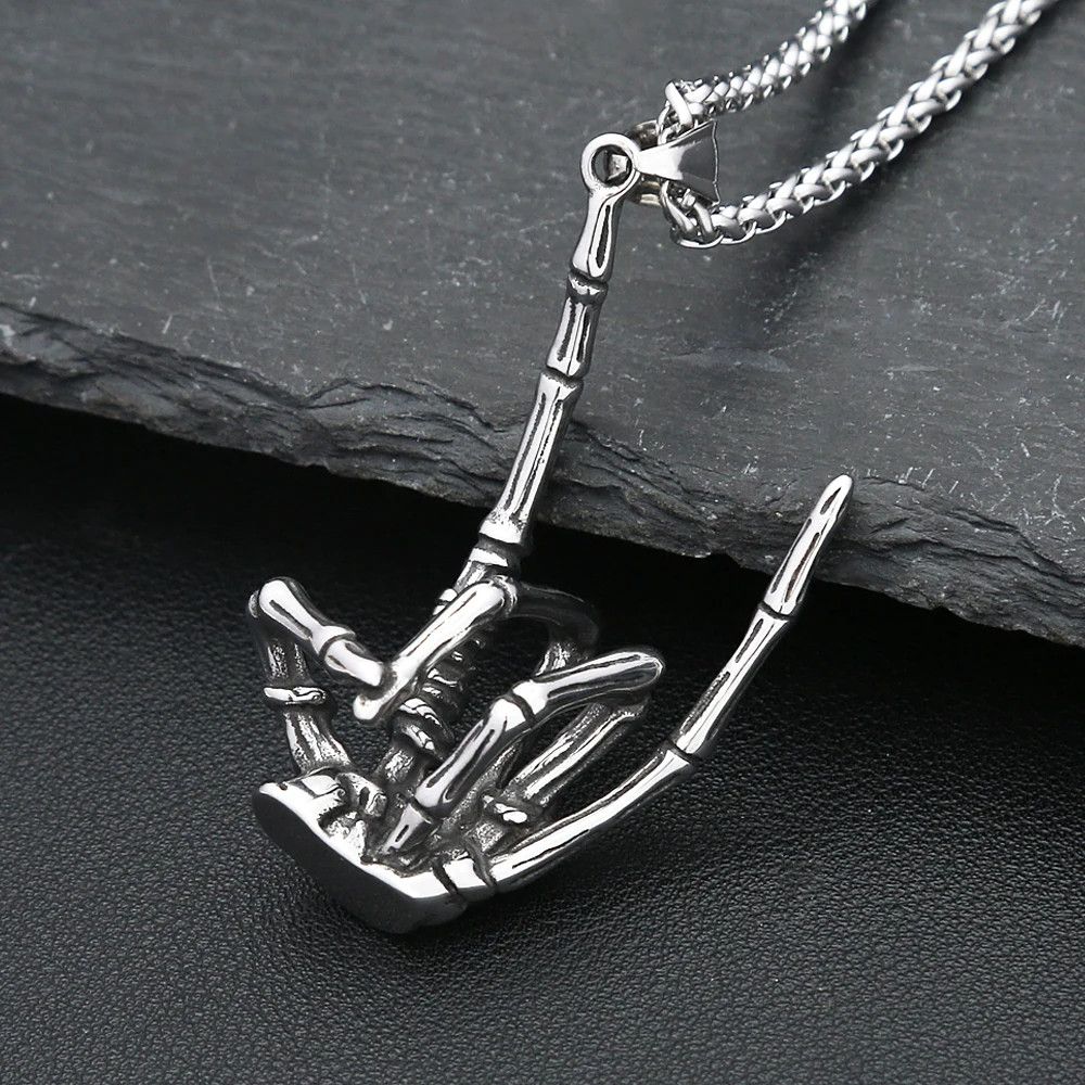 Jewelry Vintage Gothic Skull Gestures Pendant Necklace Size ONE SIZE - 1 Thumbnail