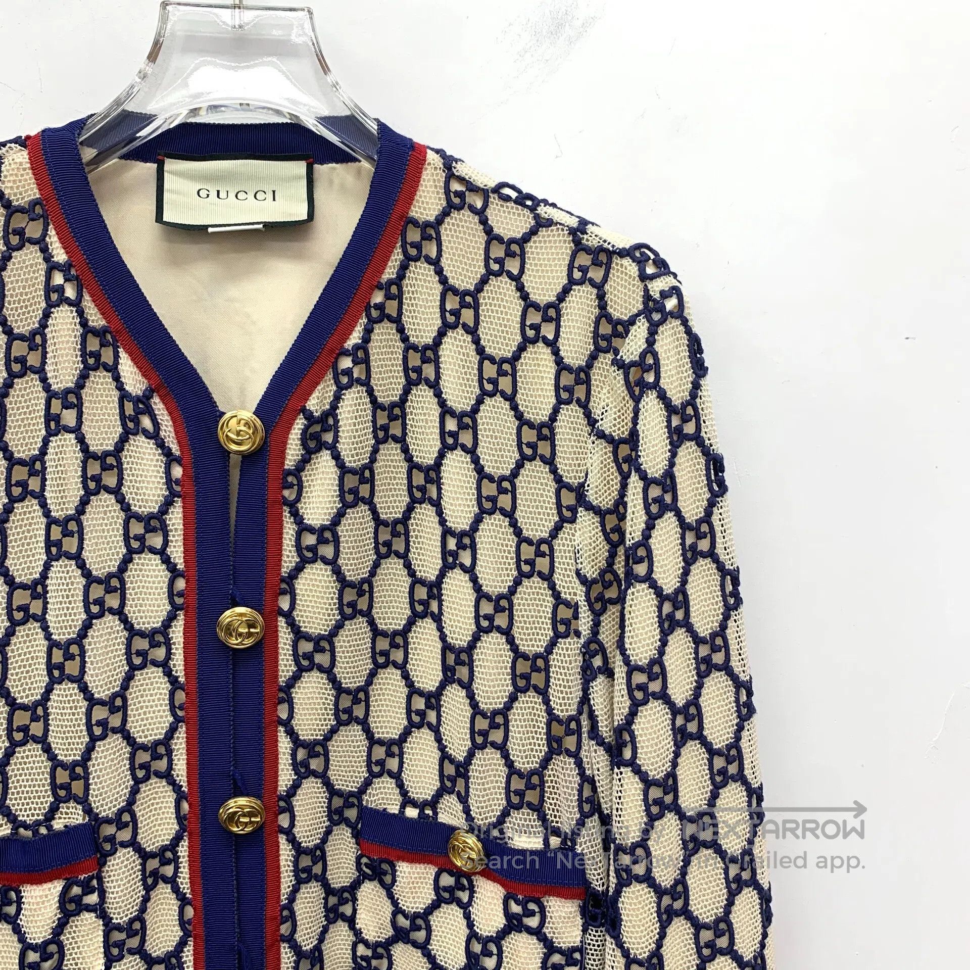 Gucci Guicci Color-blocked mesh logo jacquard full-print cotton Size S / US 4 / IT 40 - 3 Thumbnail