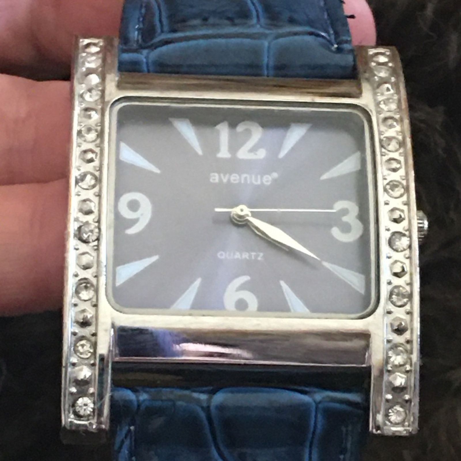 Avenue Ladies Avenue blue croc embossed rhinestone watch Size ONE SIZE - 6 Thumbnail