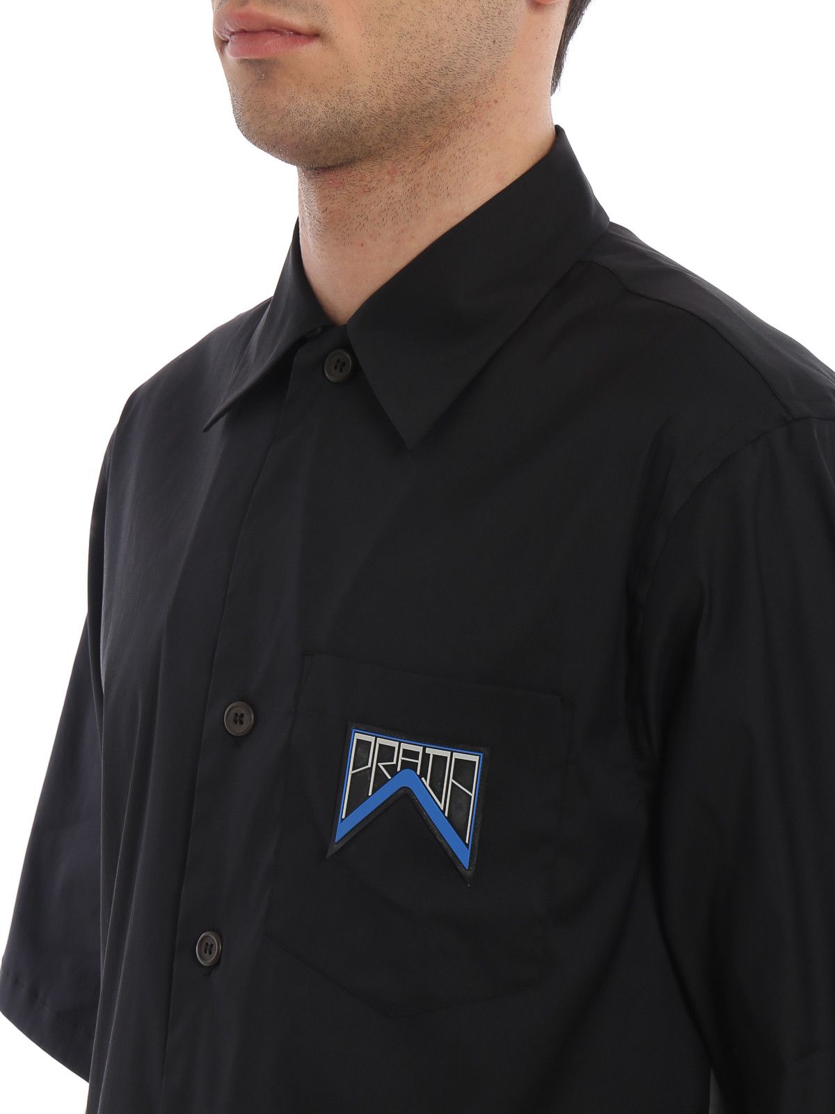 Prada 2018 PRADA Rubber Patch Logo Bowling Shirt Size US L / EU 52-54 / 3 - 3 Thumbnail