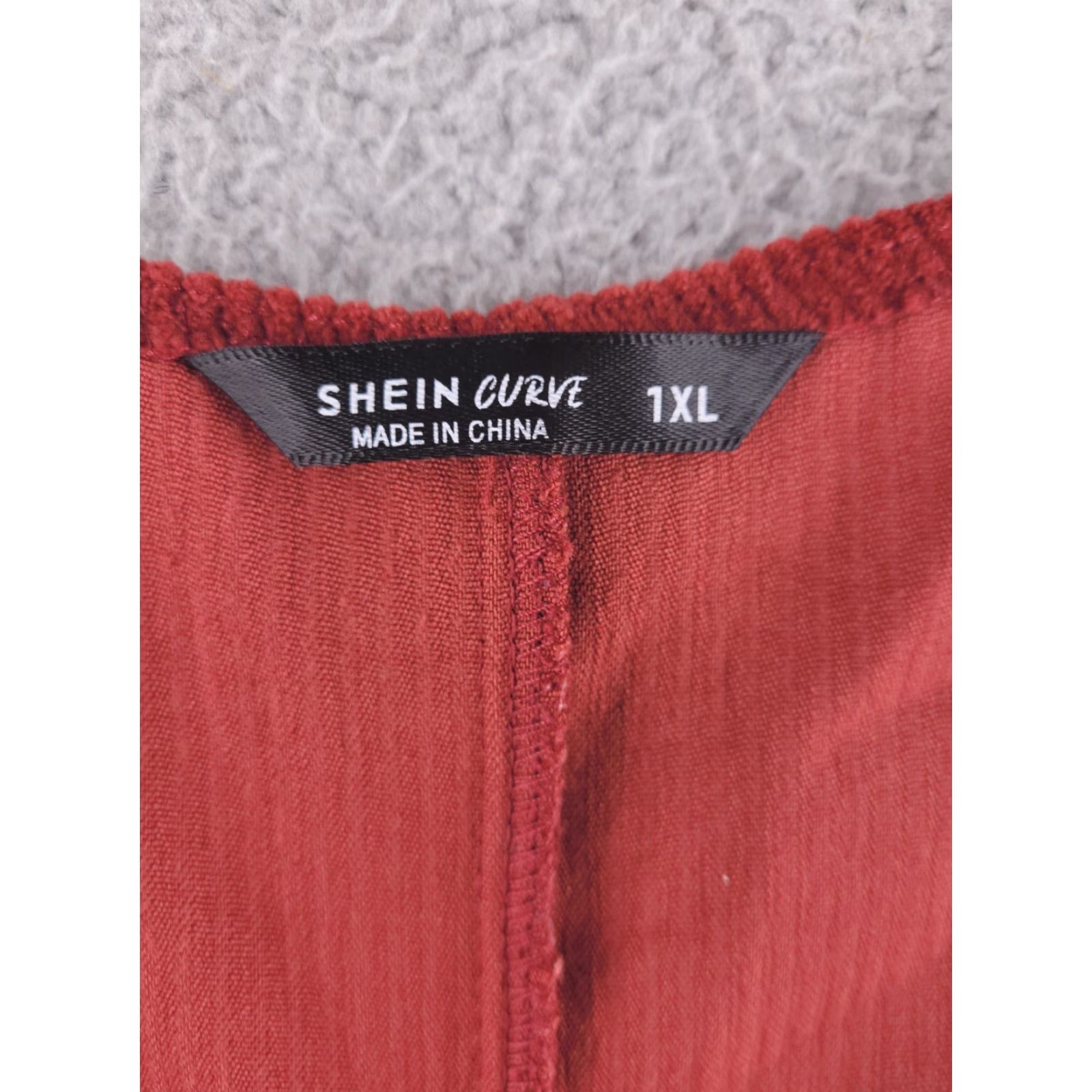 Shein Shein Curve Dress Womens 1X Red Corduroy Knee Length A-Line Dress - Knee Length - Red - 1X - Women Size XL / US 12-14 / IT 48-50 - 3 Thumbnail