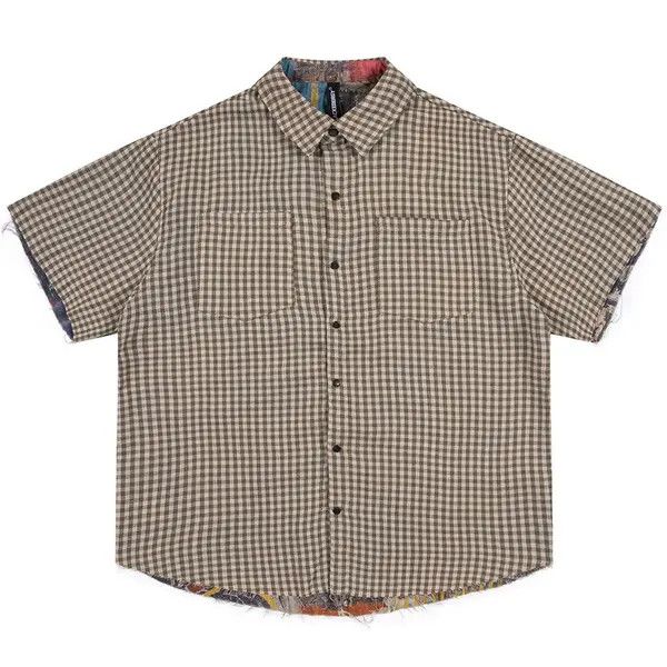 Japanese Brand Kurusu x Maki Retro fashion patchwork plaid button up shirt Size US L / EU 52-54 / 3 - 2 Thumbnail