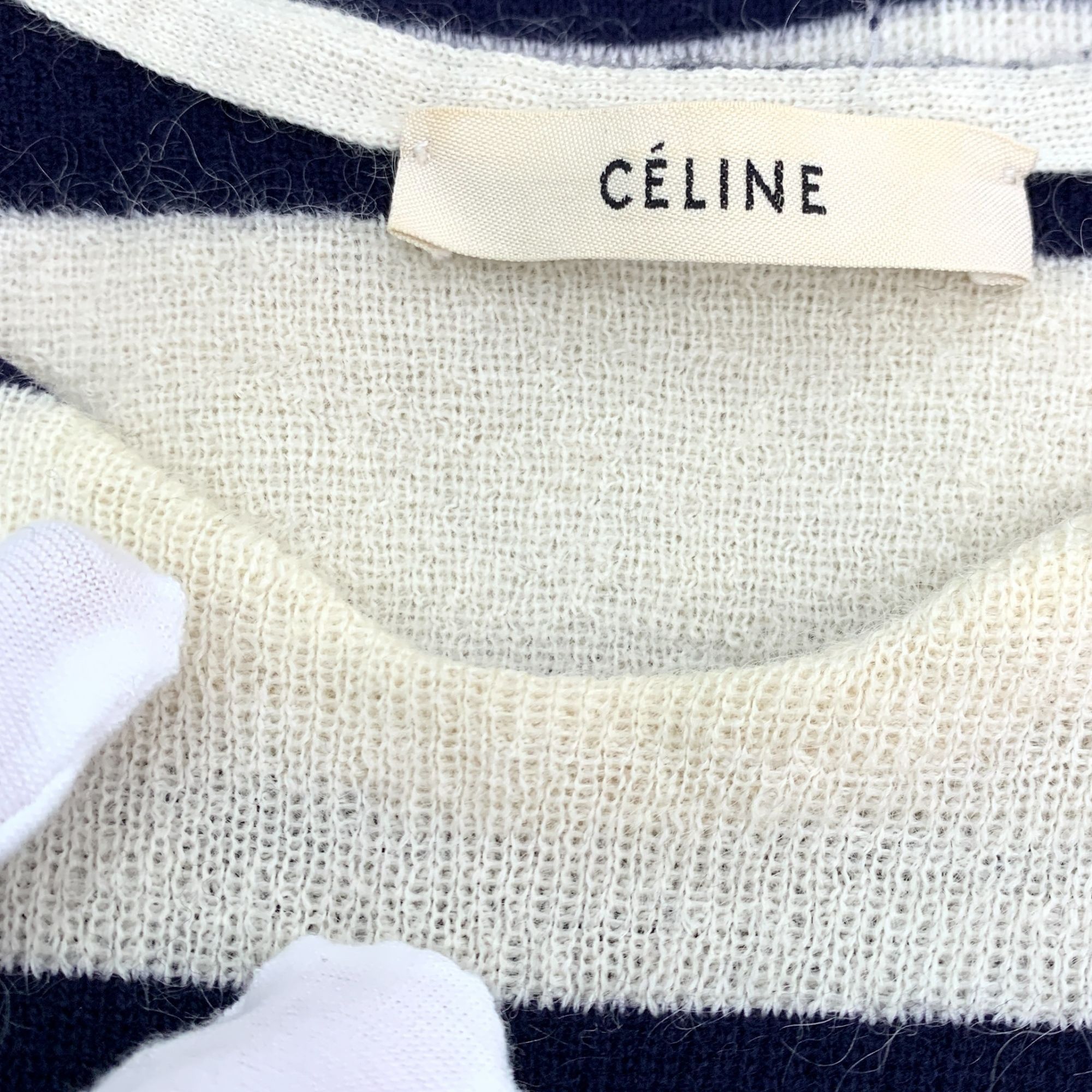Celine Celine Striped Wool & Mohair Long-Sleeve Dress With Fringe H Size S / US 4 / IT 40 - 5 Thumbnail