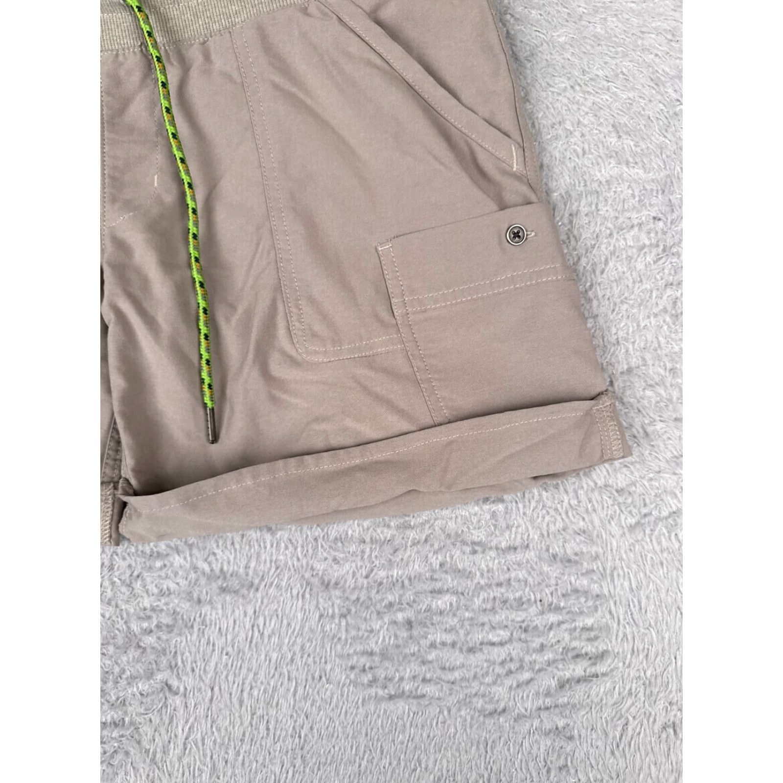Vintage Columbia Women Beige Cargo Short M Elastic Waist Drawstring 32x6 Polyester Blend Pocket Logo Size 32" / US 10 / IT 46 - 2 Thumbnail