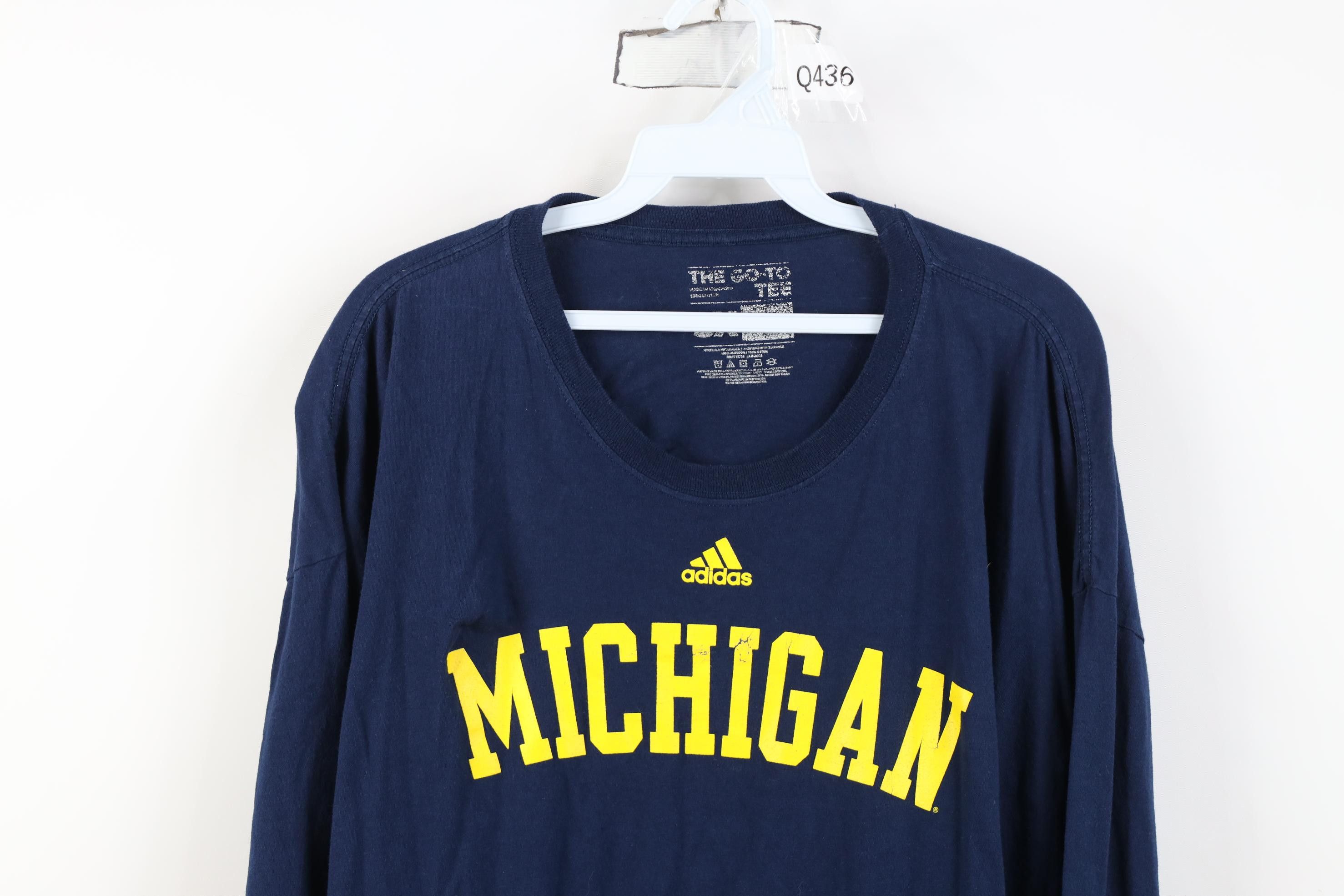 Adidas Adidas University of Michigan Long Sleeve T-Shirt Blue Size US XXL / EU 58 / 5 - 2 Thumbnail