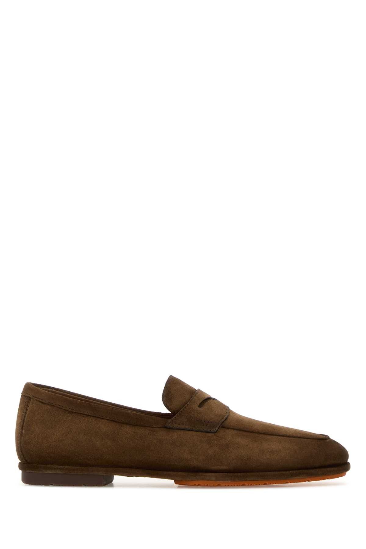 Santoni Brown Suede Carlo Loafers Size US 8 / EU 41 - 1 Thumbnail