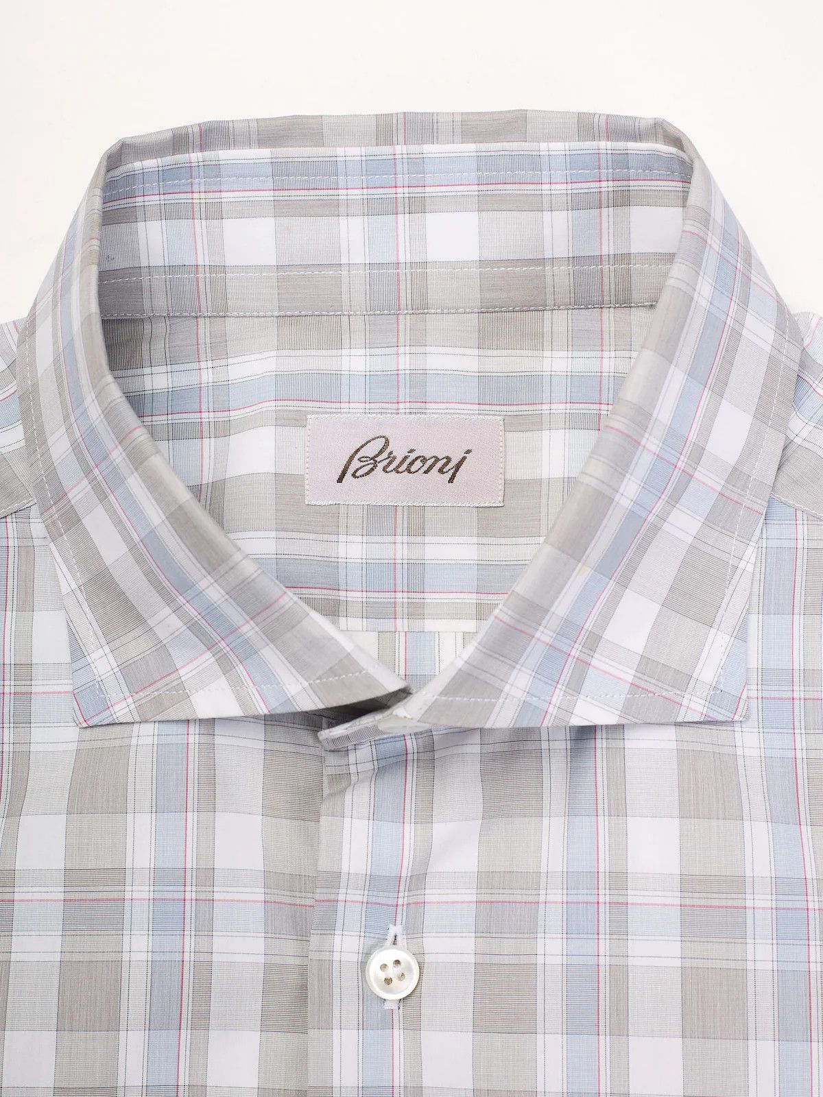 Brioni BRIONI Handmade Gray Plaid Cotton Dress Shirt L Size US L / EU 52-54 / 3 - 4 Thumbnail