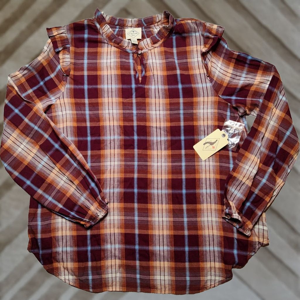 Vintage St. John's Bay Shirt Women Medium Burgundy Plaid Long Sleeve Pullover NEW Size M / US 6-8 / IT 42-44 - 1 Thumbnail