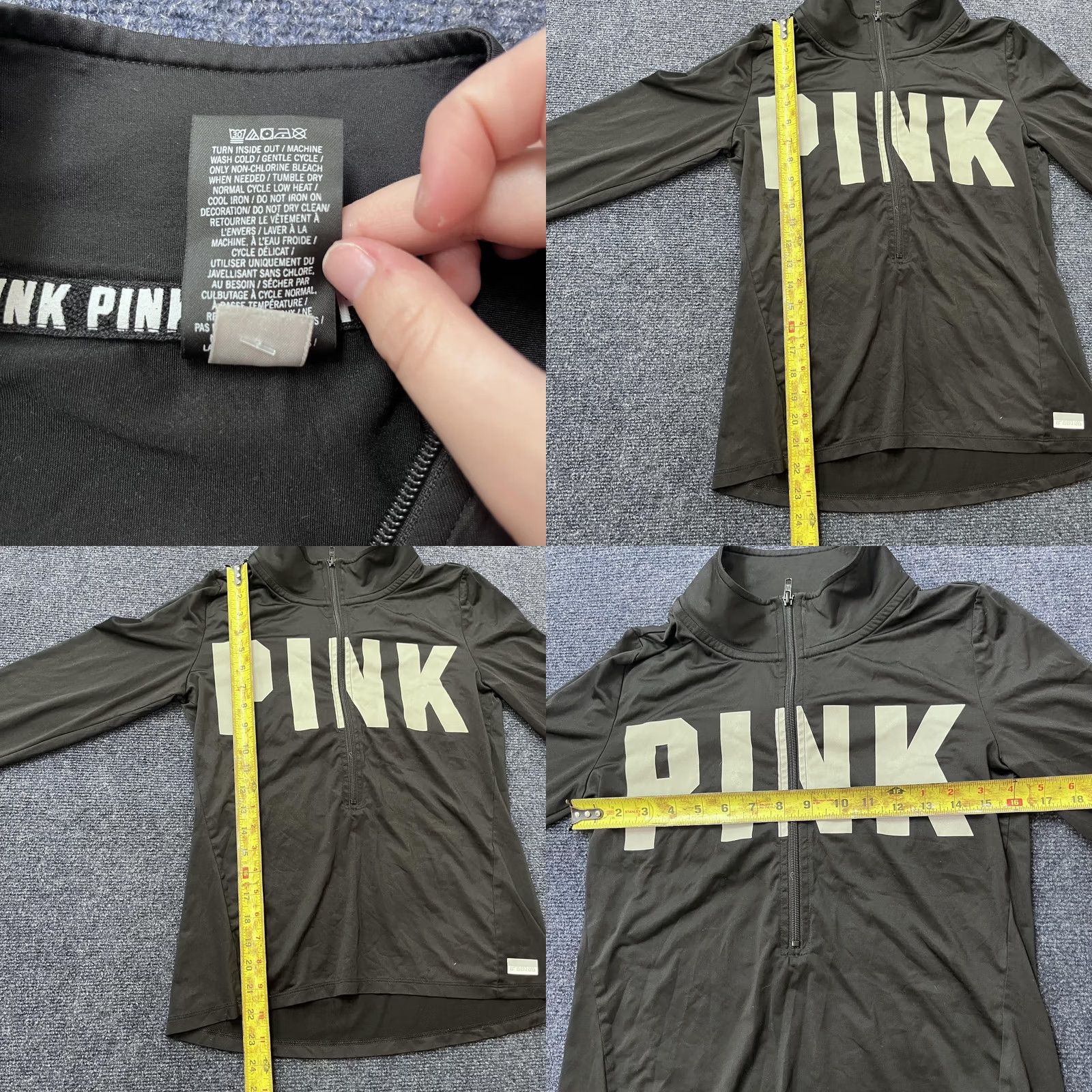 Pinko PINK Victoria's Secret Pullover Womens M Black 1/4 Zip Long Sleeve Ultimate Mock Neck Performance/Activewear Size M / US 6-8 / IT 42-44 - 9 Thumbnail
