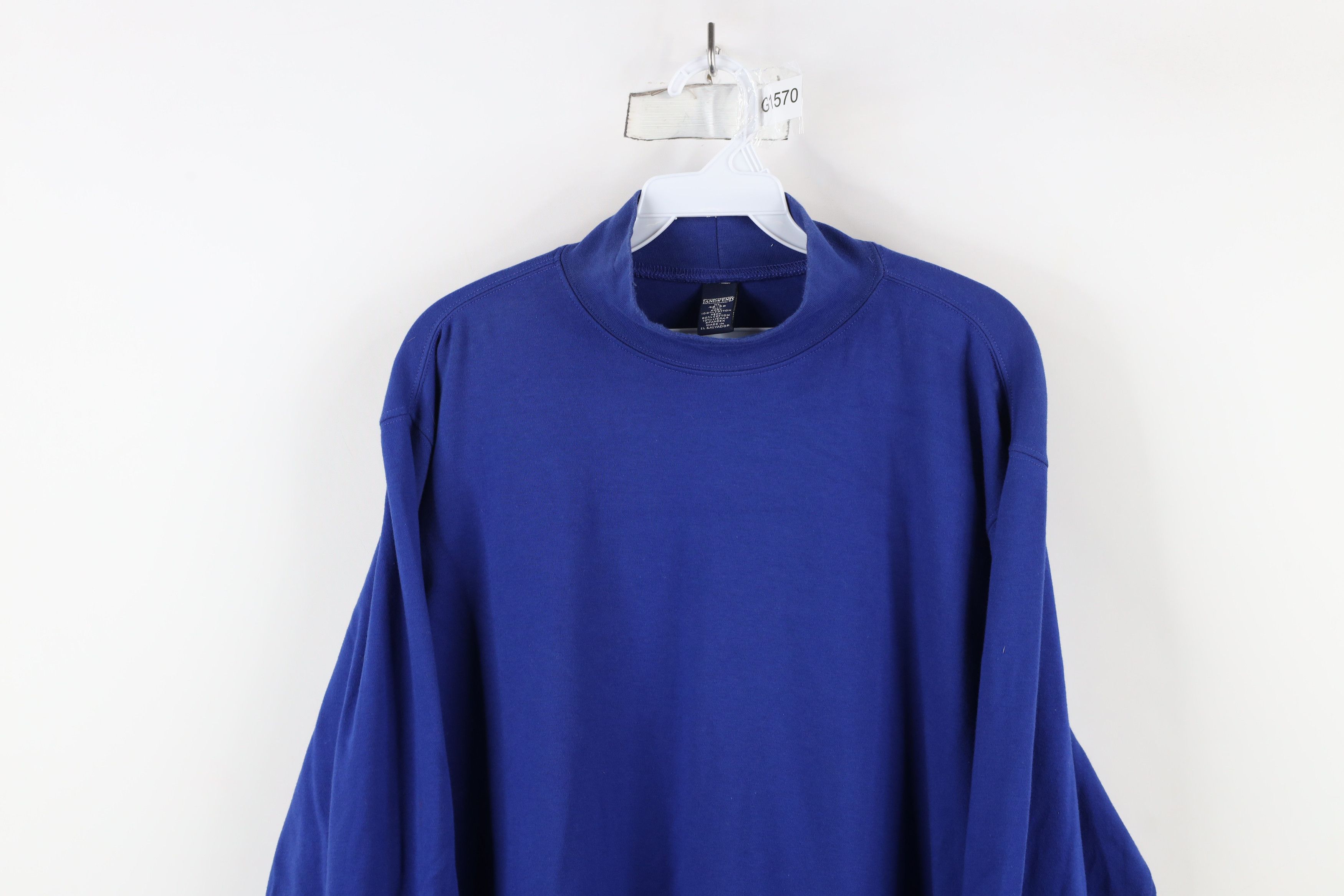 Lands' End × Vintage Vintage 90s Lands End Mock Neck Long Sleeve T-Shirt Blue Size US XL / EU 56 / 4 - 2 Thumbnail