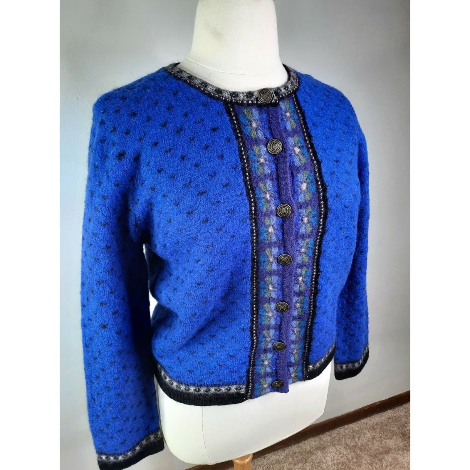 Vintage VINTAGE E ally-iho Cardigan Sweater Wool Button Up Women's L Blue 100% Wool Pollak S2 Size L / US 10 / IT 46 - 5 Thumbnail