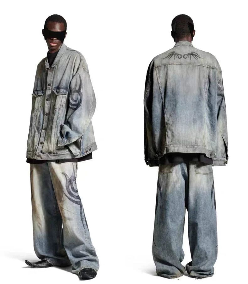 Balenciaga Balenciaga Dragon totem making old denim jacket coat Size US S / EU 44-46 / 1 - 6 Thumbnail