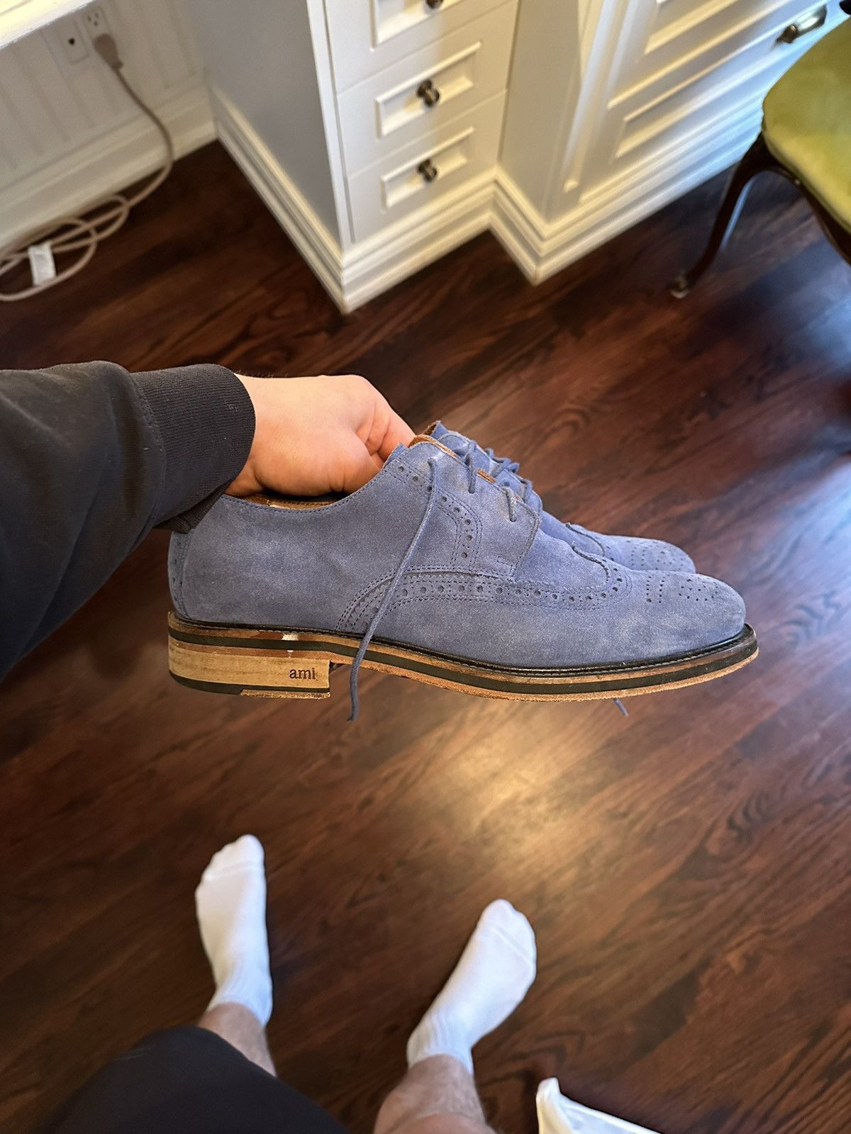 AMI AMI Light Blue Suede Brogue (43) Size US 10 / EU 43 - 6 Thumbnail