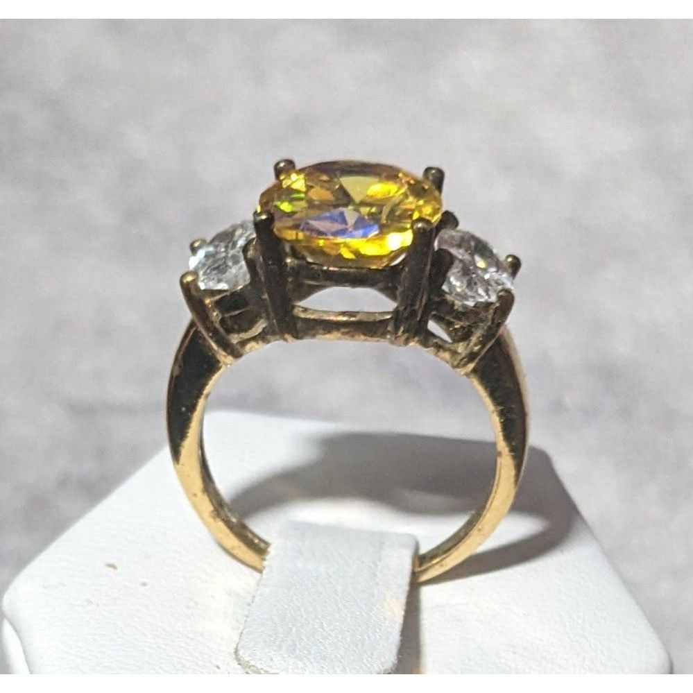 Other Brilliant Three Stone Sterling Silver Gold Tone Plated Engag Size ONE SIZE - 7 Thumbnail