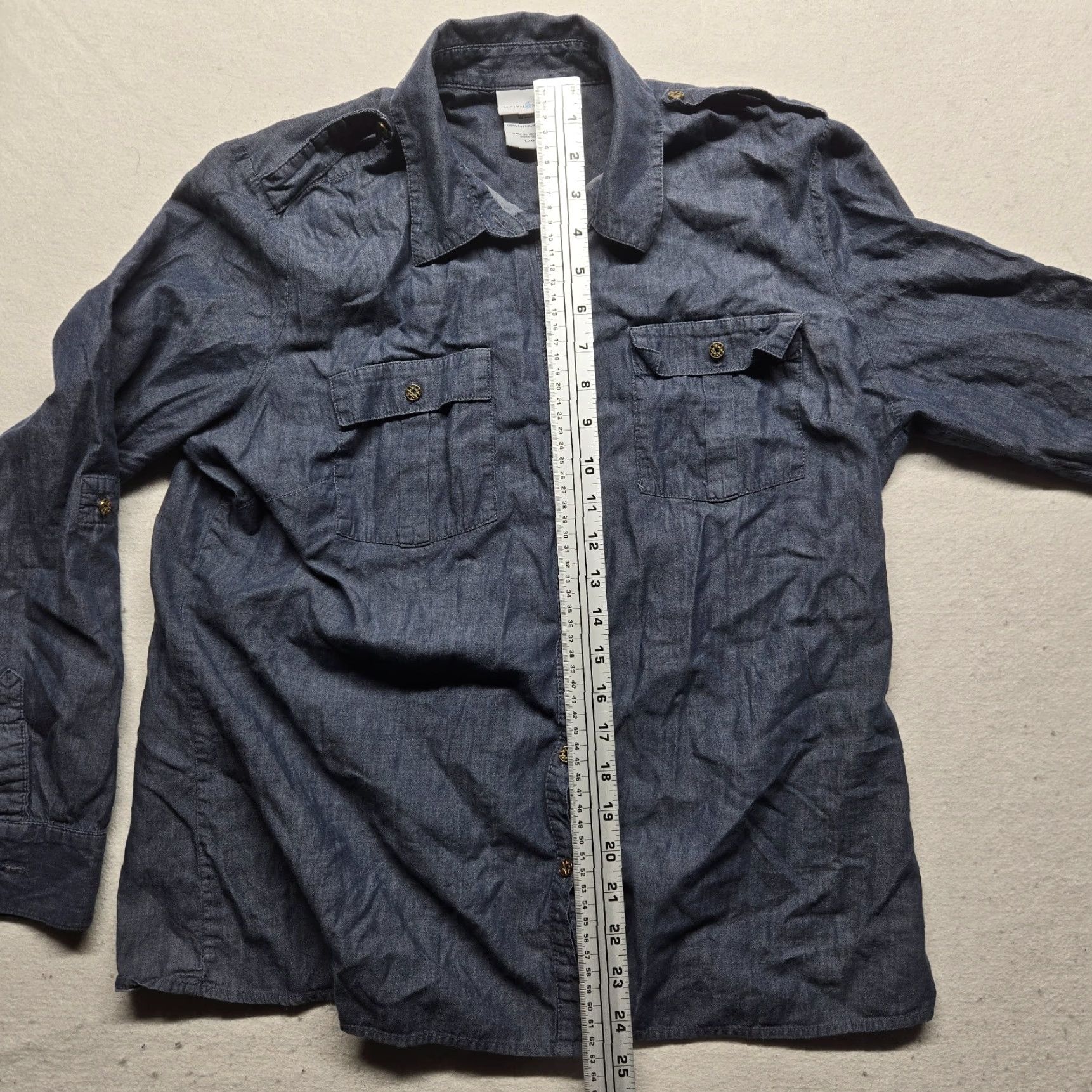 Vintage Jaclyn Smith Shirt Women L Denim Button-Up Long Sleeve Collared Rhinestone Details Blue Adult Large Size L / US 10 / IT 46 - 6 Thumbnail