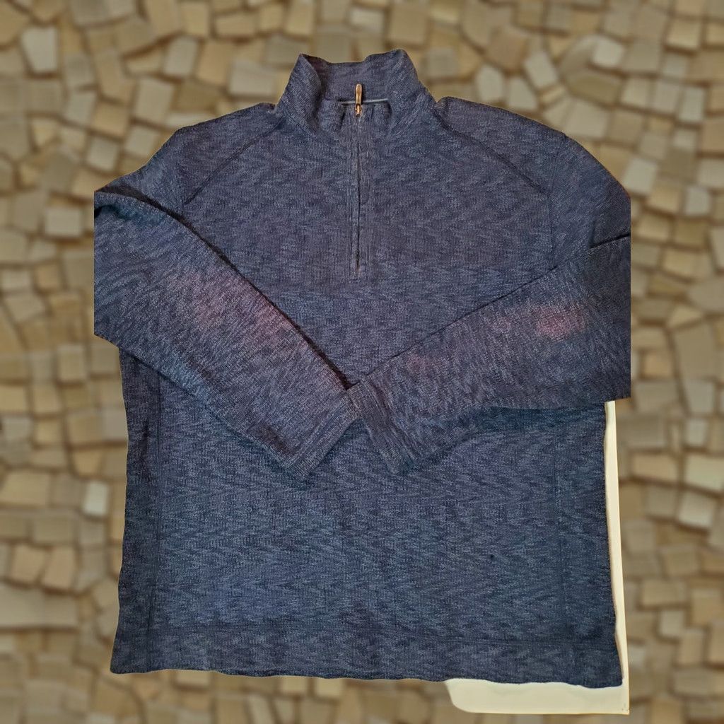 Tommy Bahama TOMMY BAHAMA Jacket Men's Large 1/4 Zip Blue Pullover Mock Neck Long Sleeve Reversible Heavyweight Logo Casual Travel Season: All Size US L / EU 52-54 / 3 - 1 Thumbnail